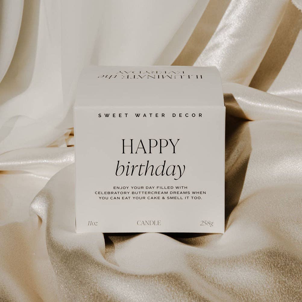Happy Birthday Soy Candle - Ribbed Glass Jar with Box