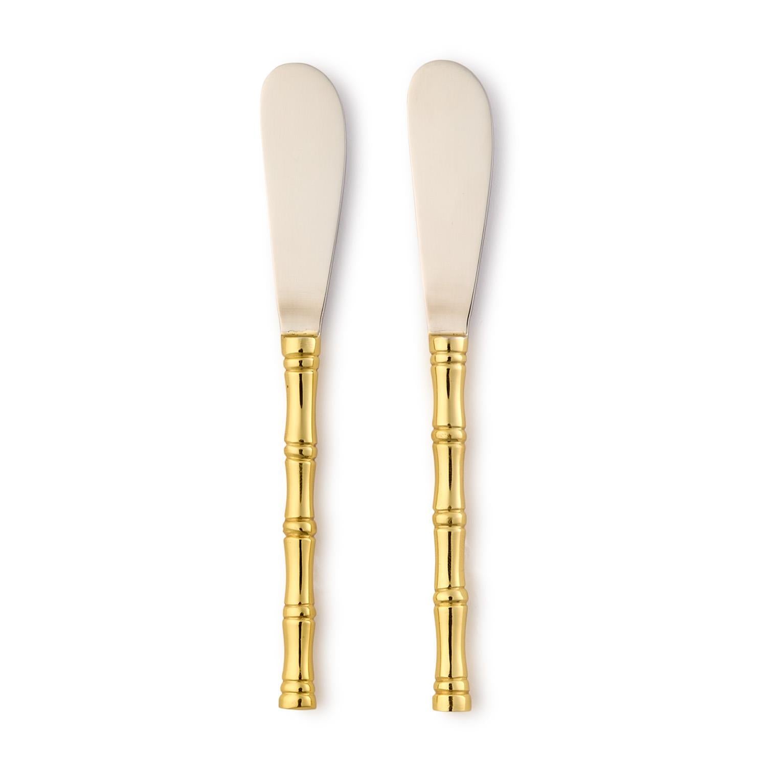 Set of 2 Gold Bamboo Spreader - Stainless Steel/Brass