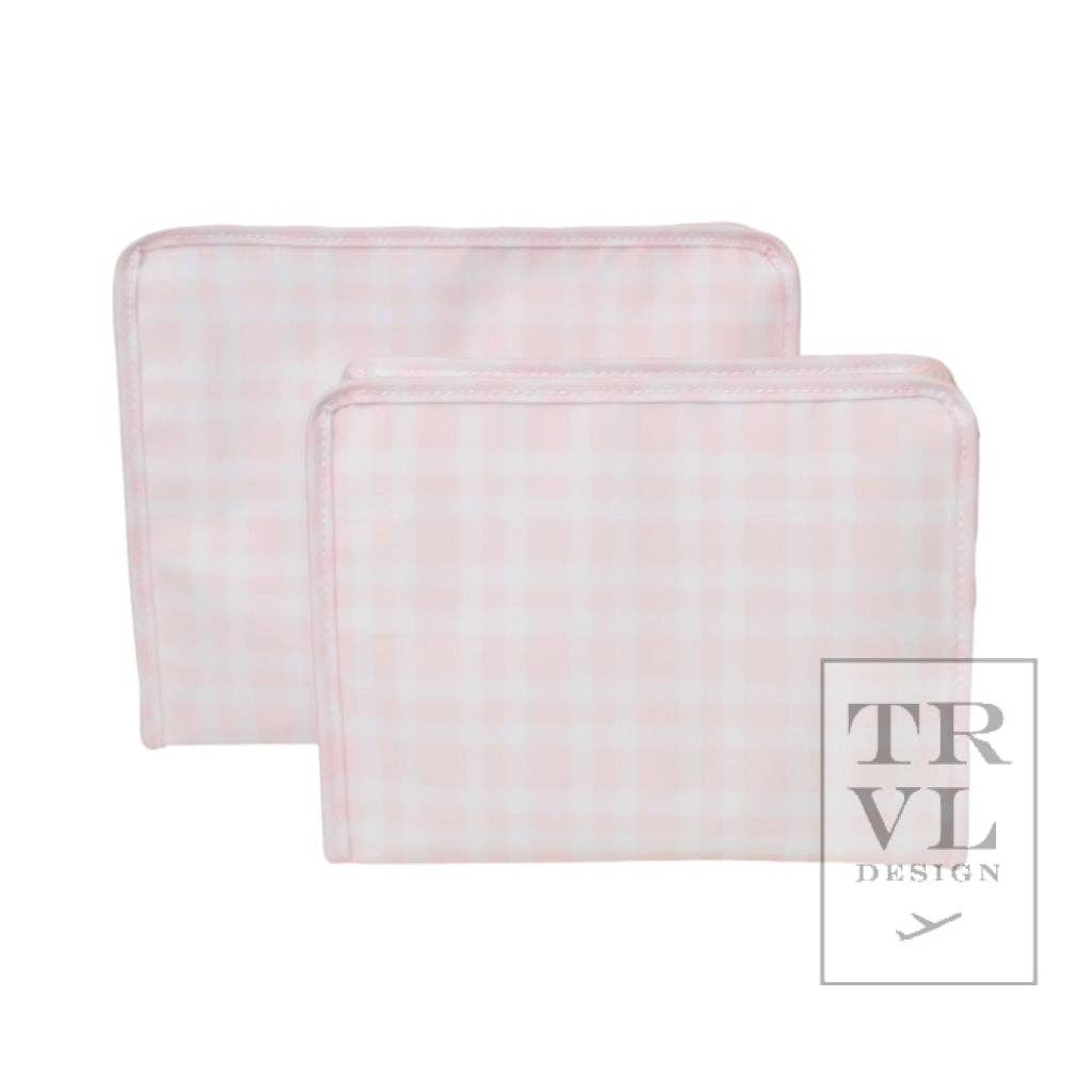 Roadie Medium - Pimlico Plaid Pink Zip Pouch
