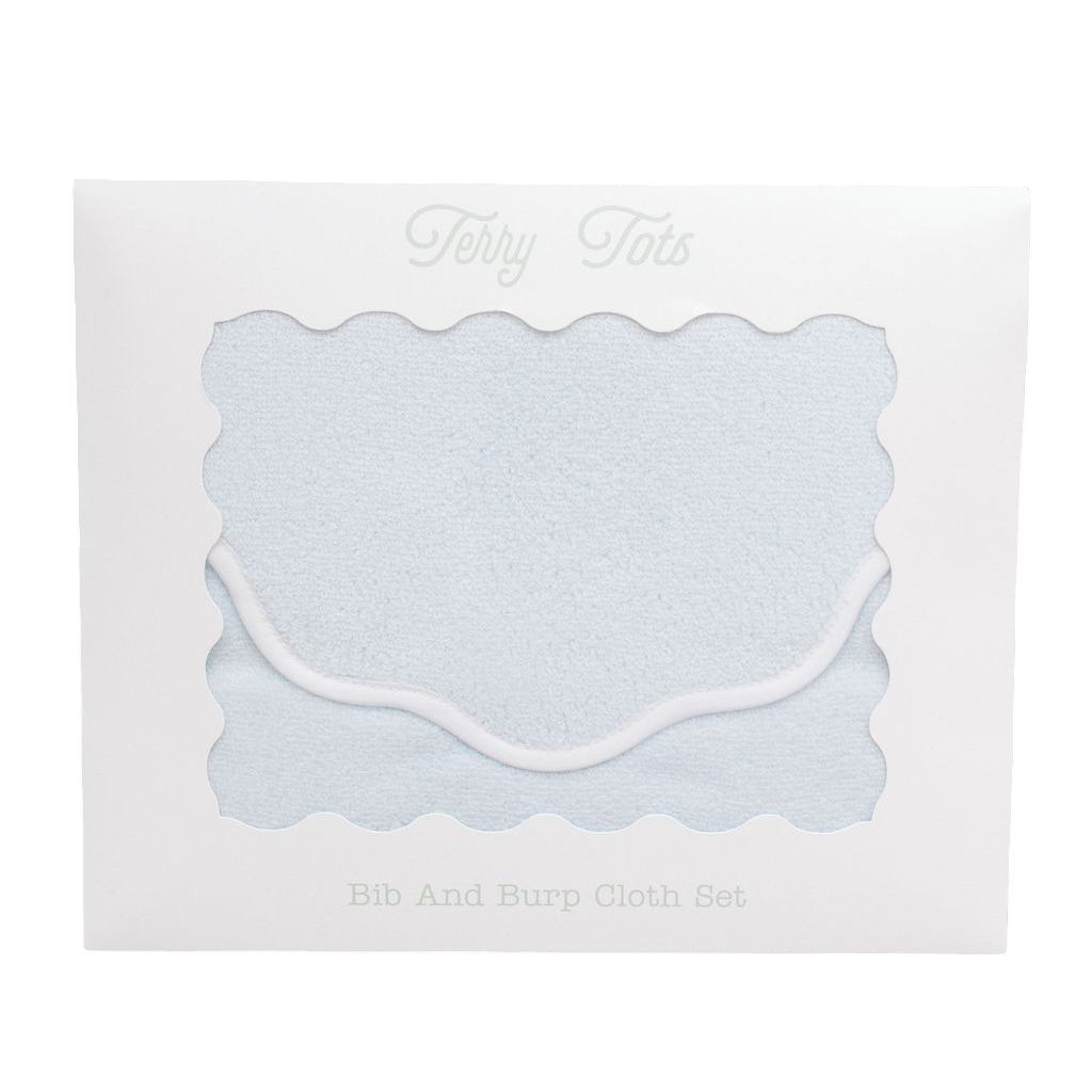 Bib & Burp Set - Pastel Blue Terry