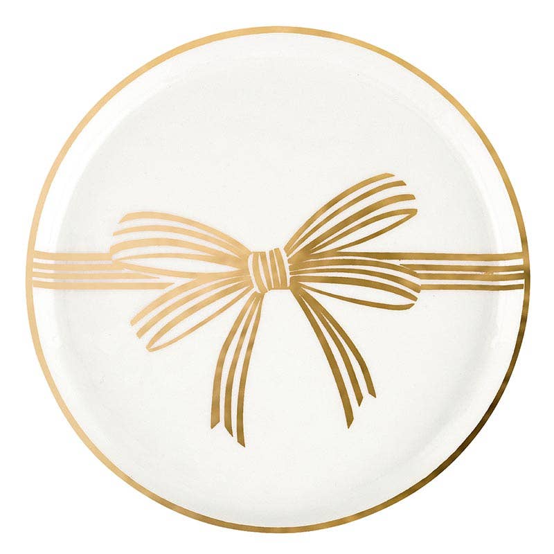 Gold Bow Appetizer Plates - Metallic Gold Bow - Set of 4