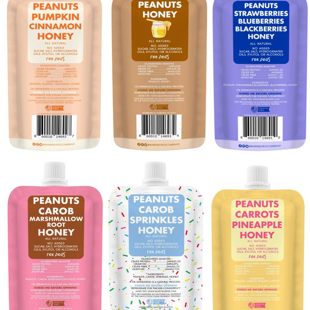 Dog Peanut Butter - 4oz Squeeze Packs Mixed Flavor Budder