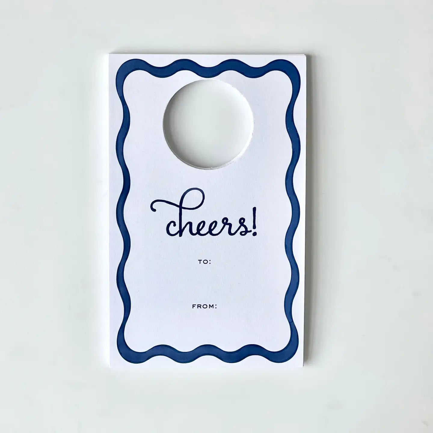 Cheers Navy Wine Tag