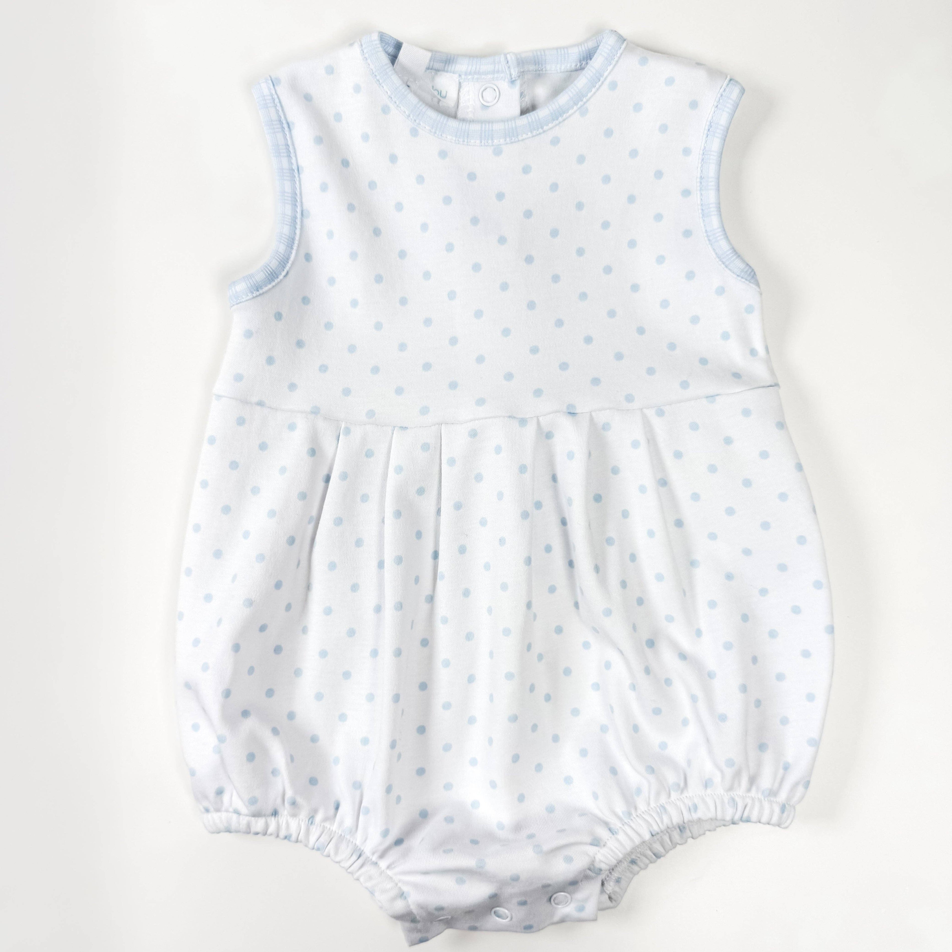 Gingham Dots Sleeveless Bubble in Light Blue