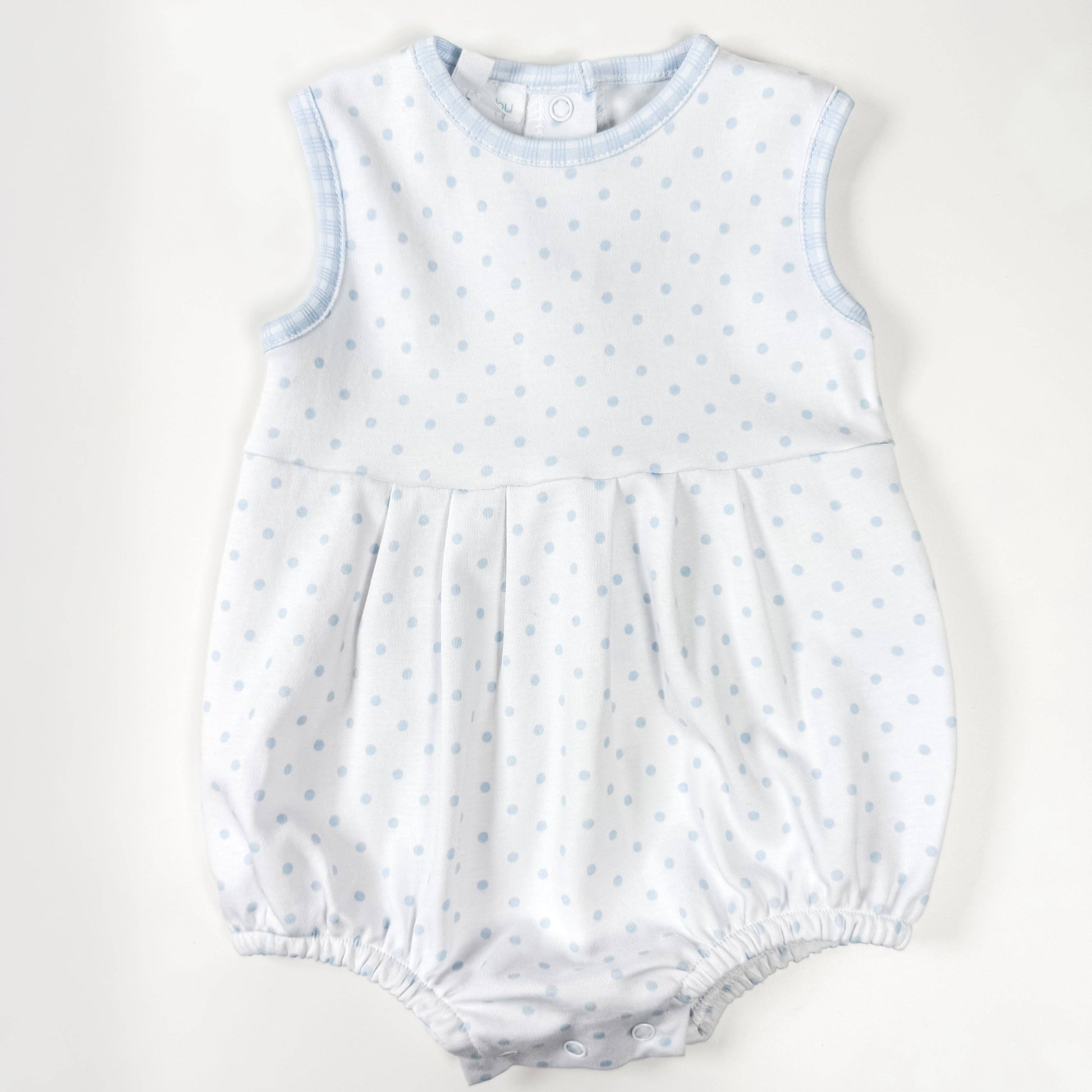 Gingham Dots Sleeveless Bubble in Light Blue