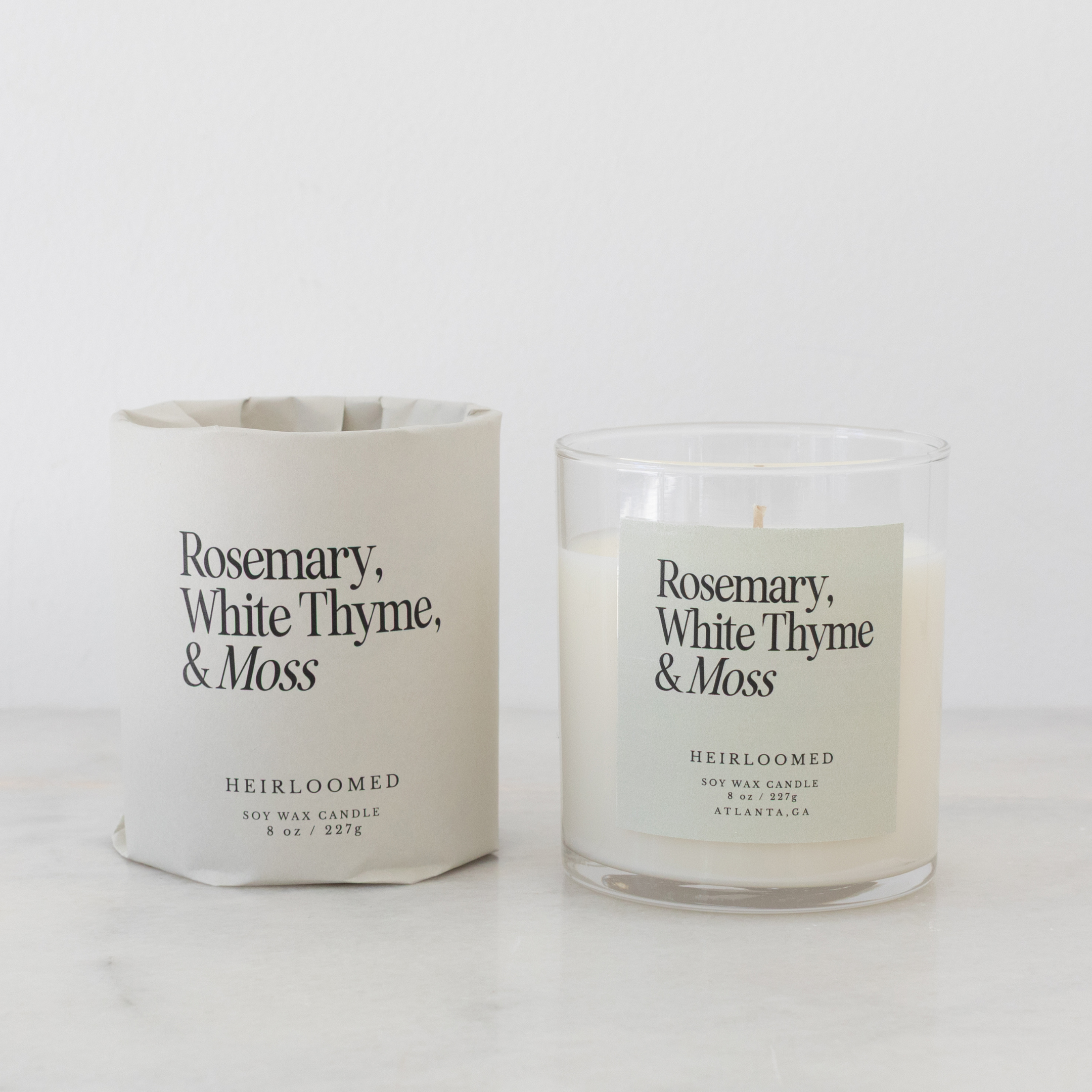 Heirloomed Candle - Rosemary, Thyme, Moss - 8 oz Soy Wax