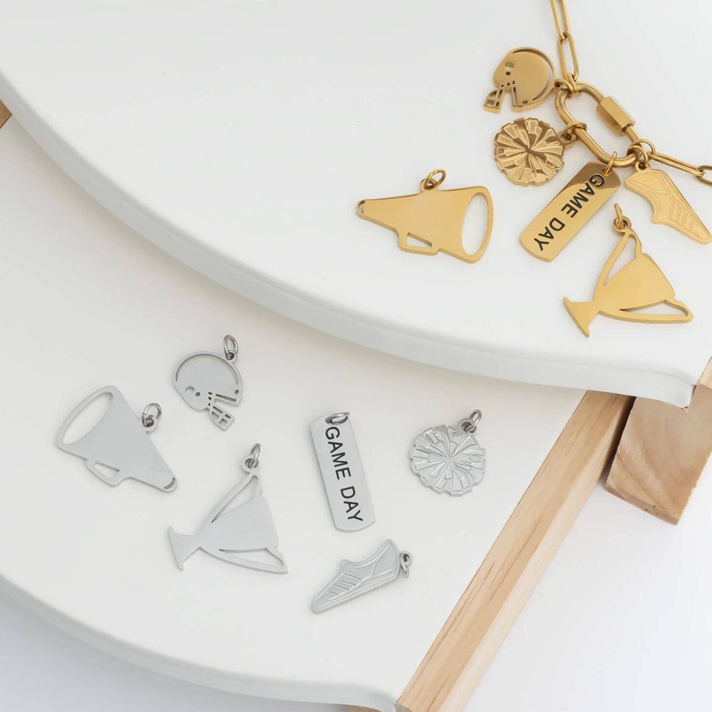 18K Gold PVD Stainless Steel Megaphone Charm