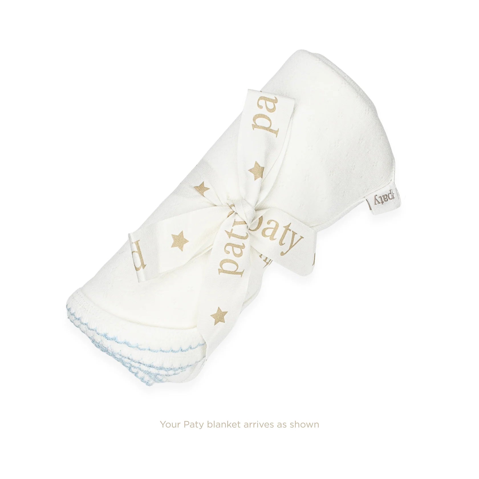 White/Blue Pointelle Knit Swaddle Blanket