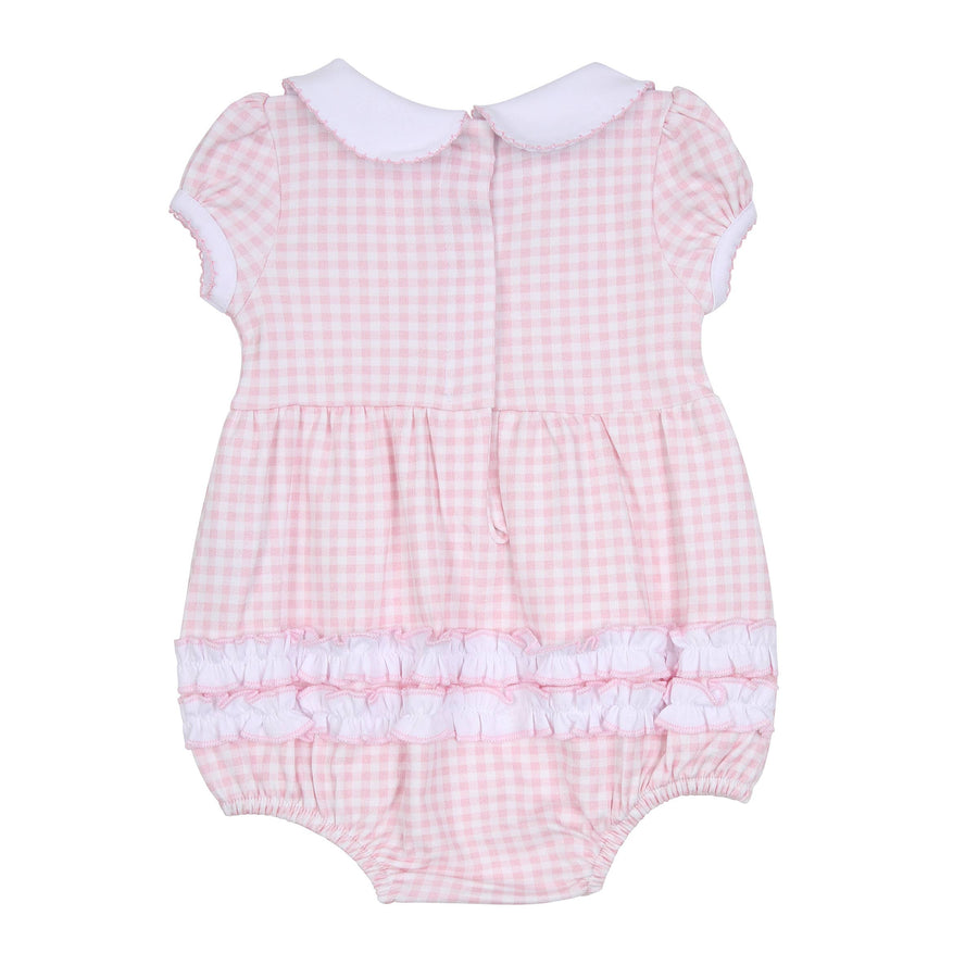 Mini Checks Collared S/S Bubble - Pink