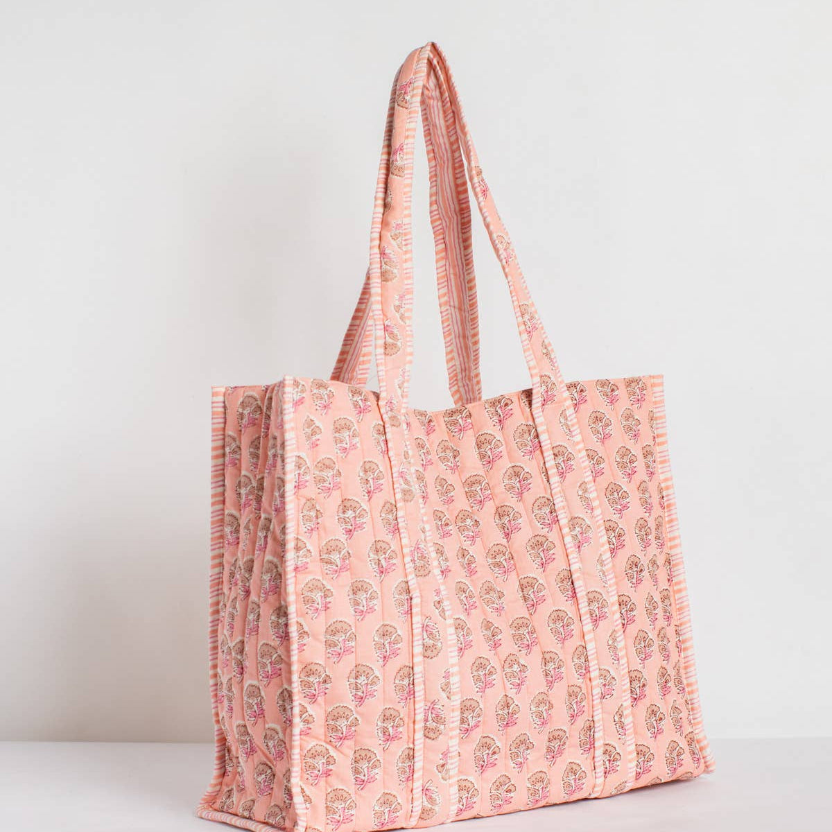 Layla Quilted Tote   Pink   18x16x7