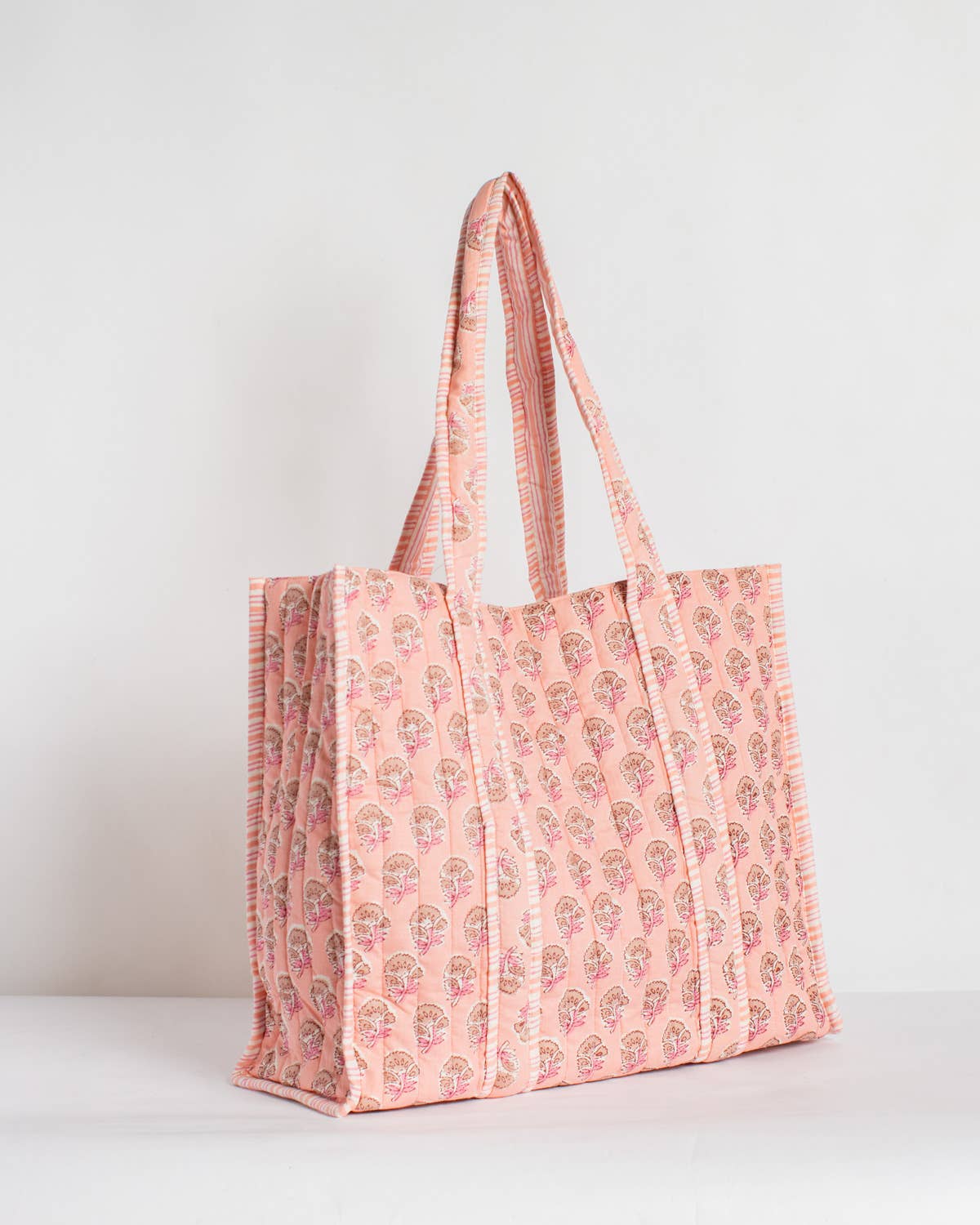 Layla Quilted Tote   Pink   18x16x7