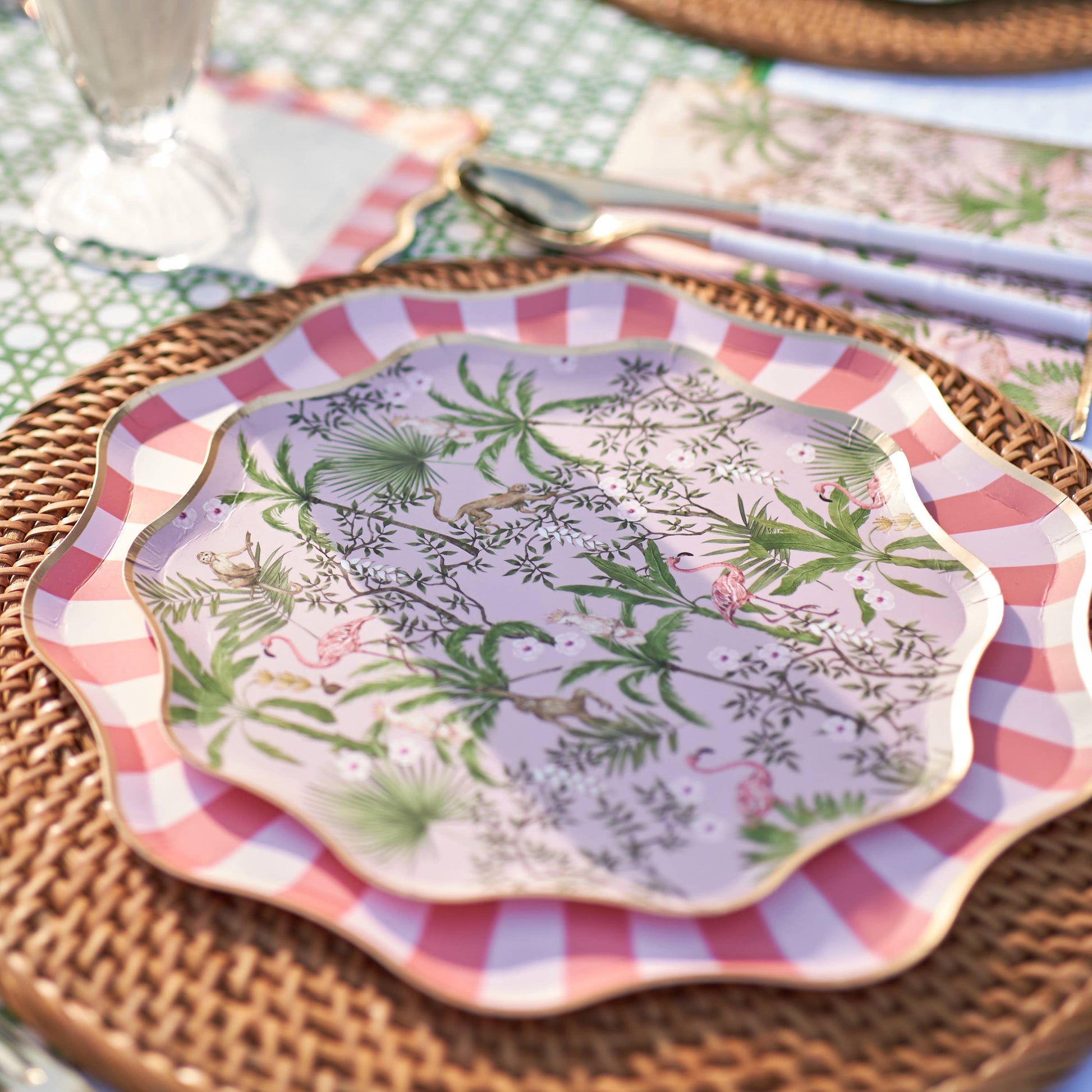 Palm Beach - Pink & Green Large Paper Plates