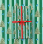 Blue Spruce and Bows Green Striped Wrapping Paper