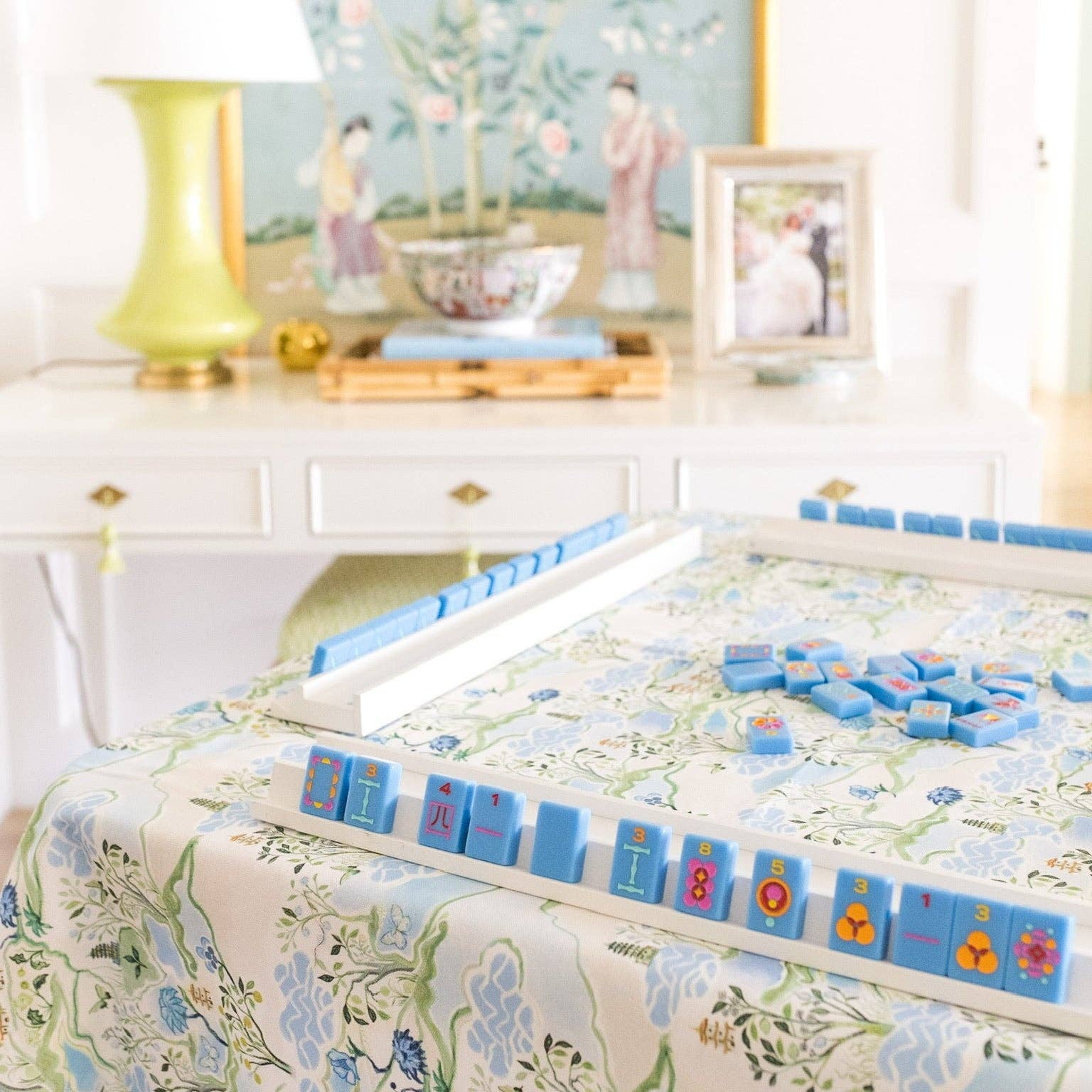 Scalloped Square Table Topper | Blue Pagoda