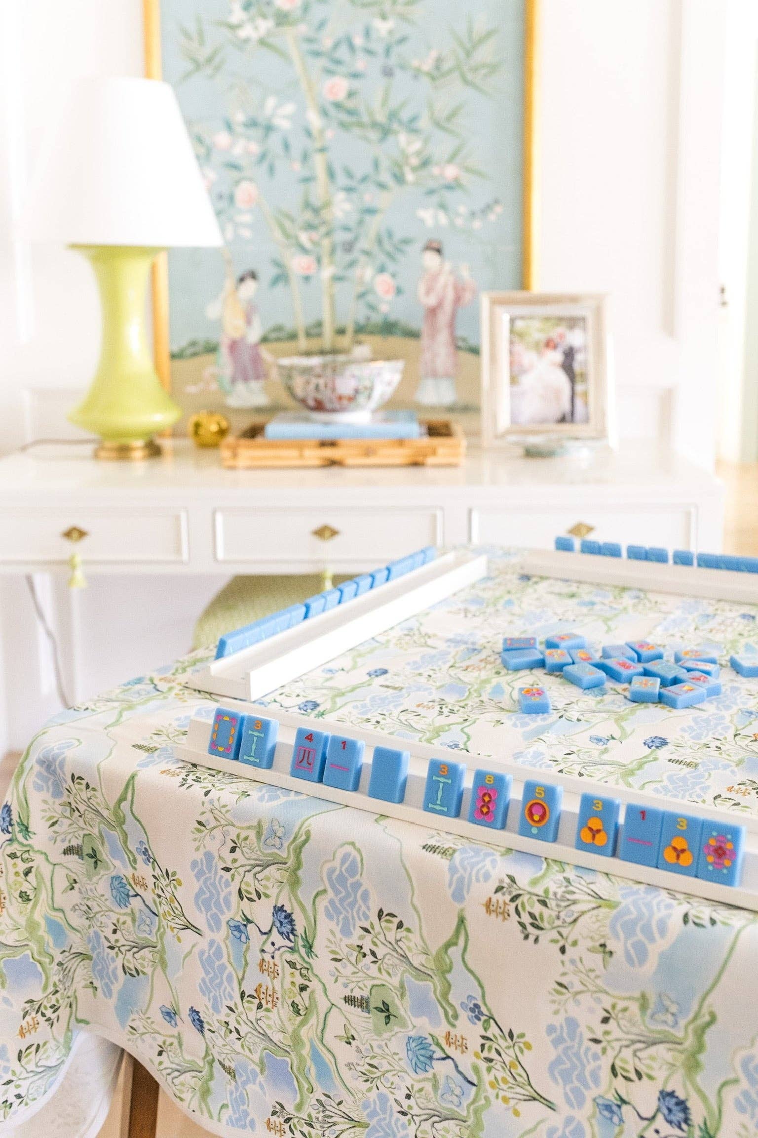 Scalloped Square Table Topper | Blue Pagoda