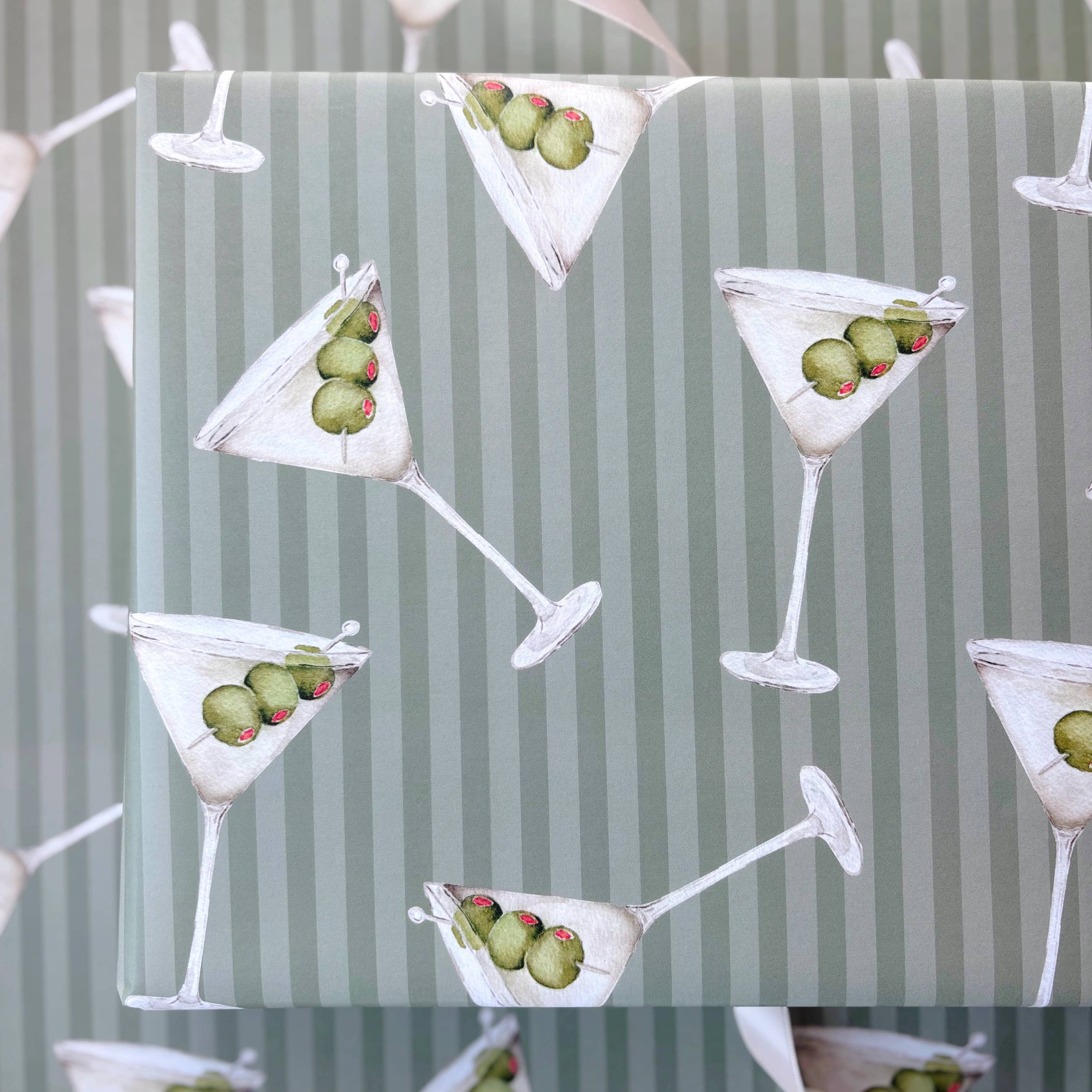 Watercolor Martini Gift Wrap - 3 Sheets/Roll