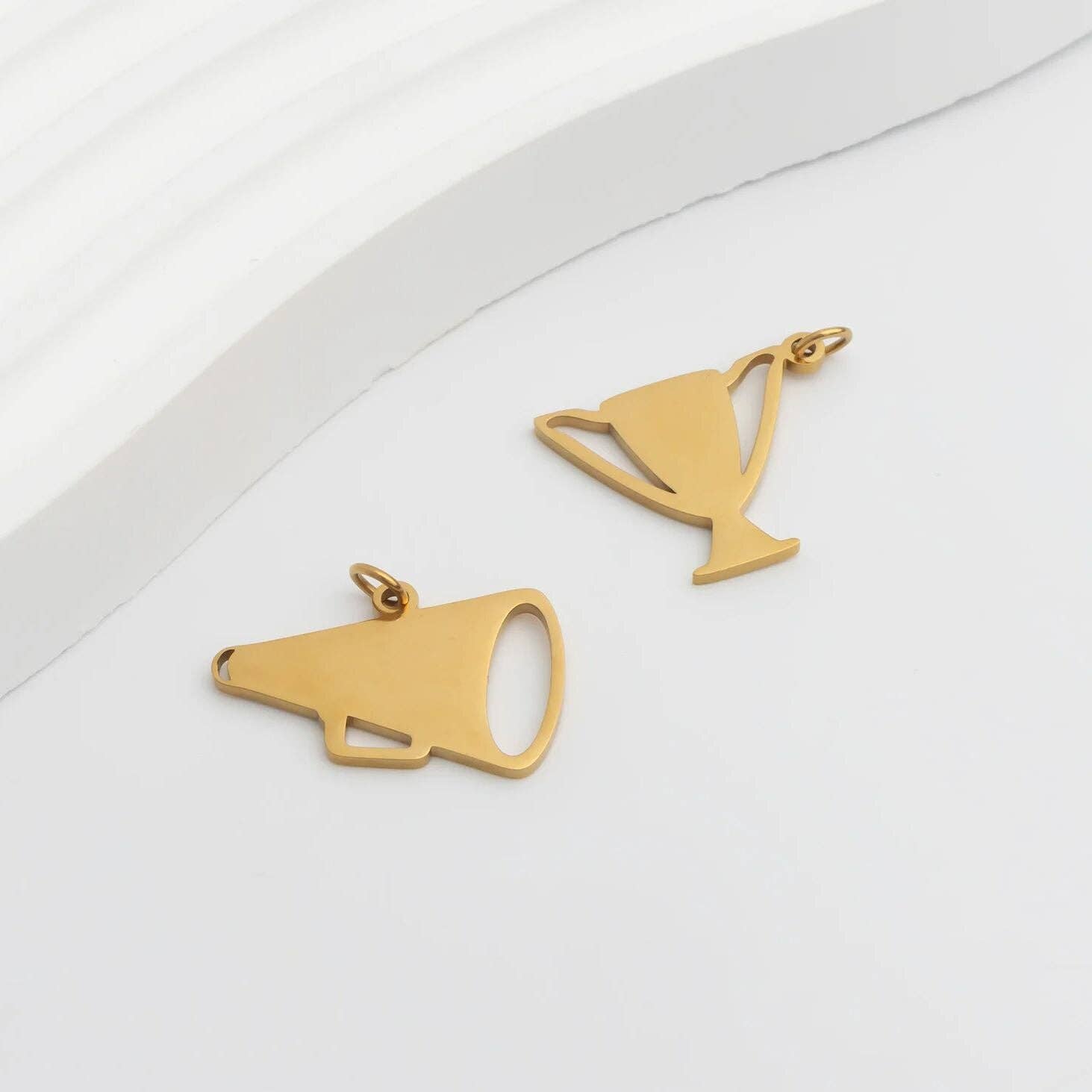 18K Gold PVD Stainless Steel Megaphone Charm