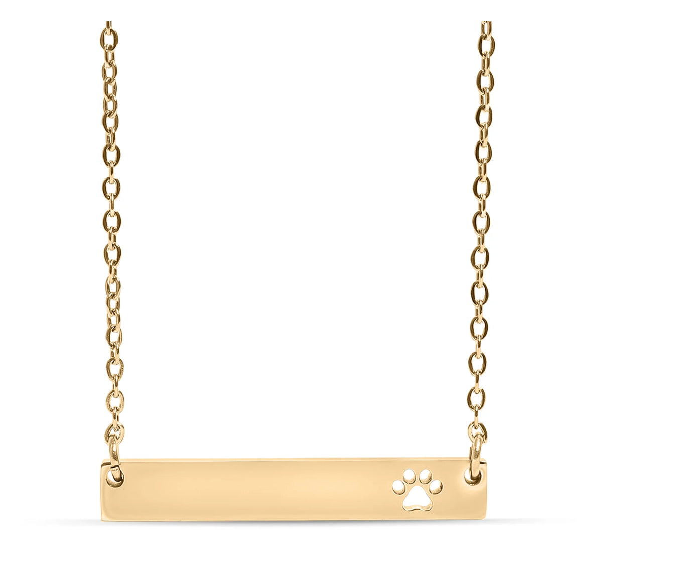 Gold Dog Paw Bar Necklace Engraving