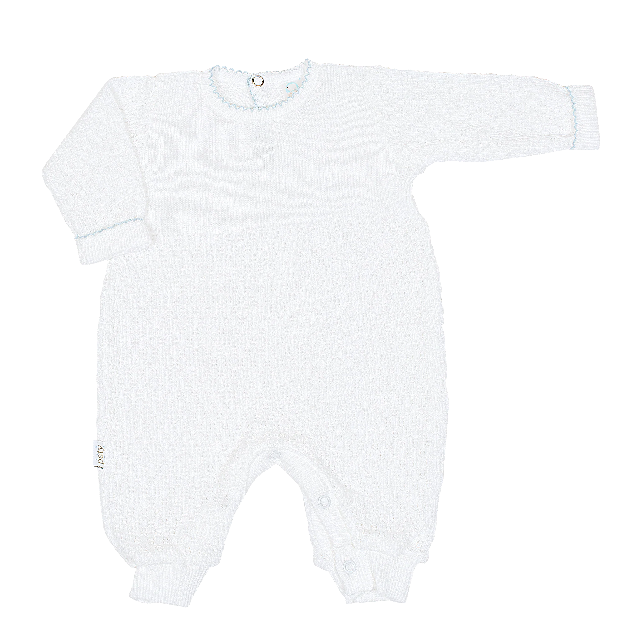 Blue Paty Knit Romper Long Sleeve