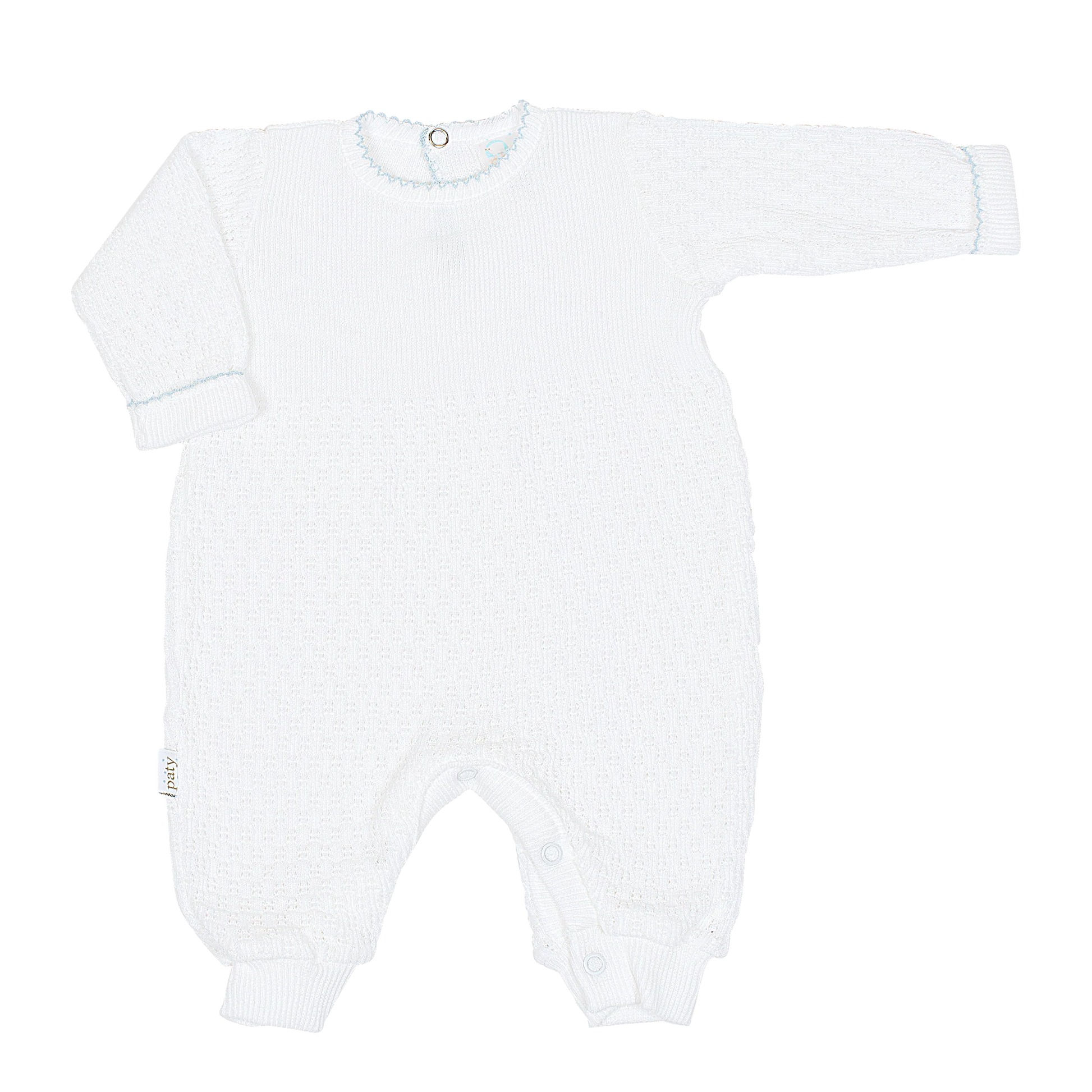 Blue Paty Knit Romper Long Sleeve