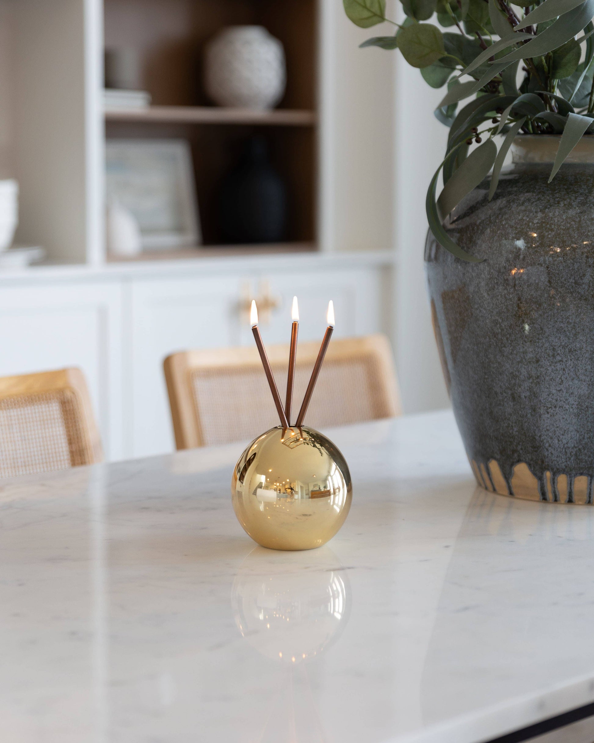 Neva Vase, Gold Metallic Candle Holder