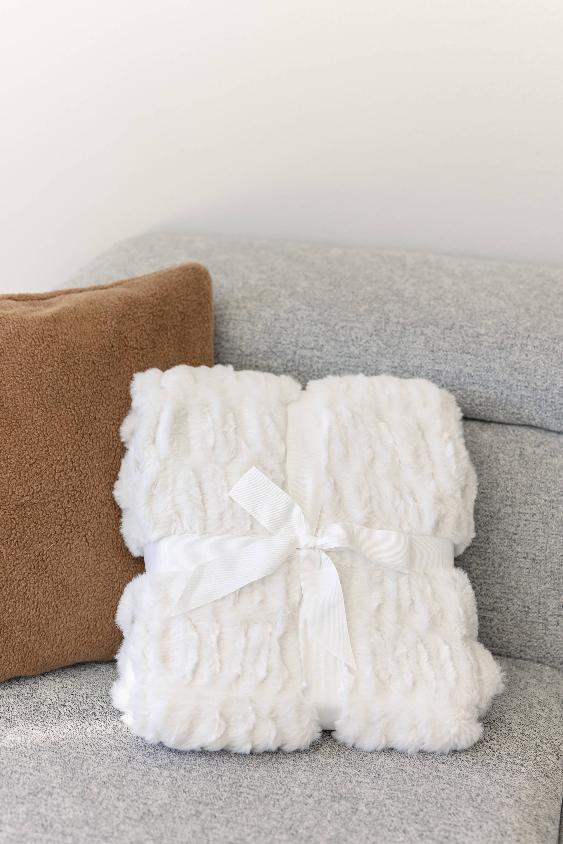 Soft Ruched Faux Fur Throw- Multiple Colors