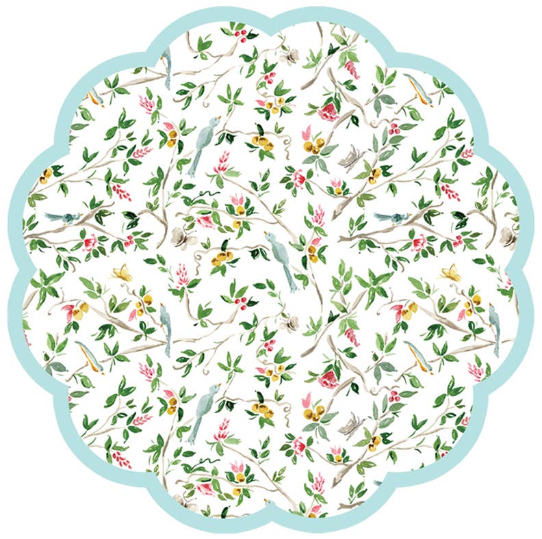 Lila Chinoiserie Scalloped Paper Placemats | Set of 24