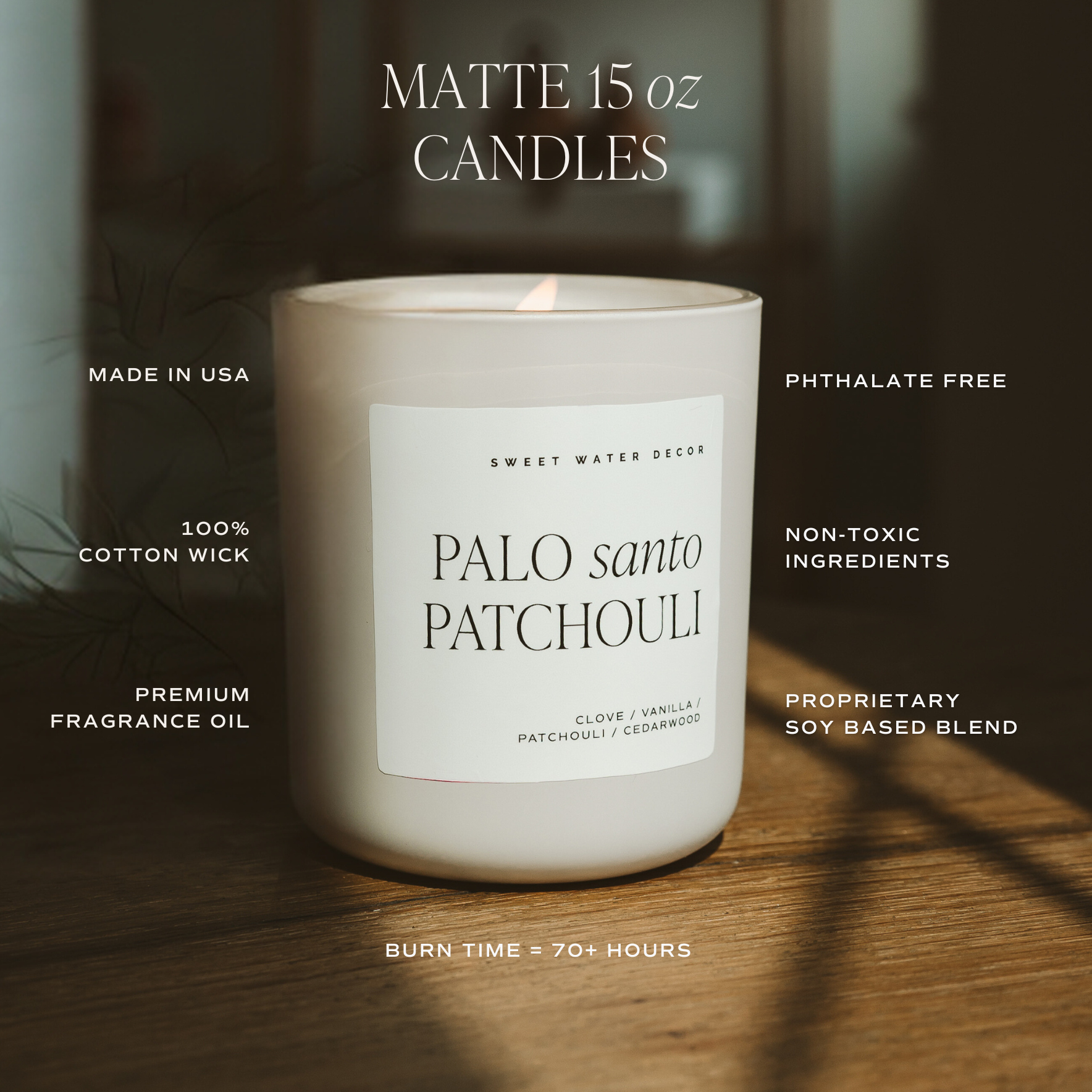 Warm and Cozy 15 oz Soy Candle, Matte Jar- Home Decor, Gifts