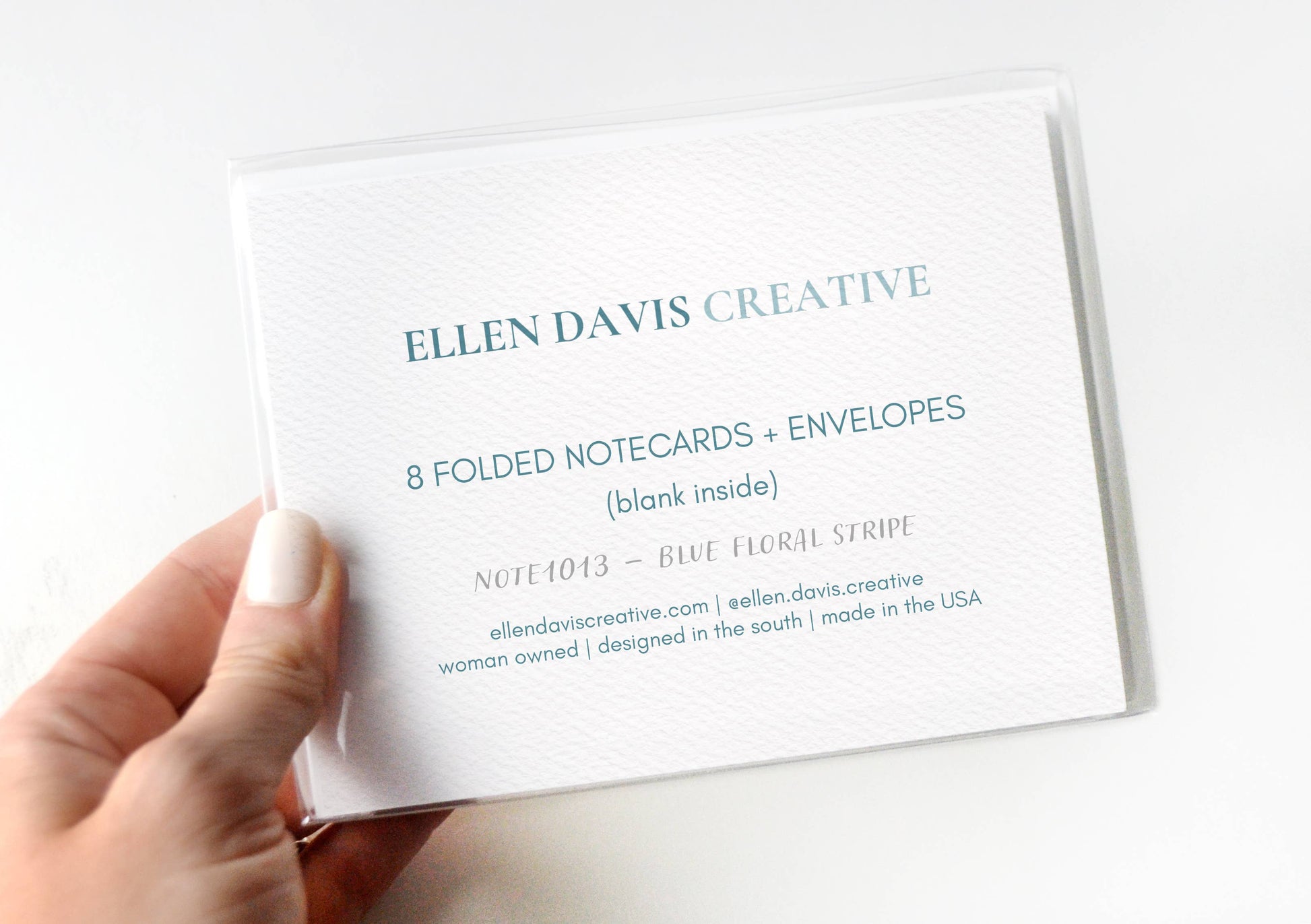 Blue Ditsy Floral Stripe Notecards | Set of 8