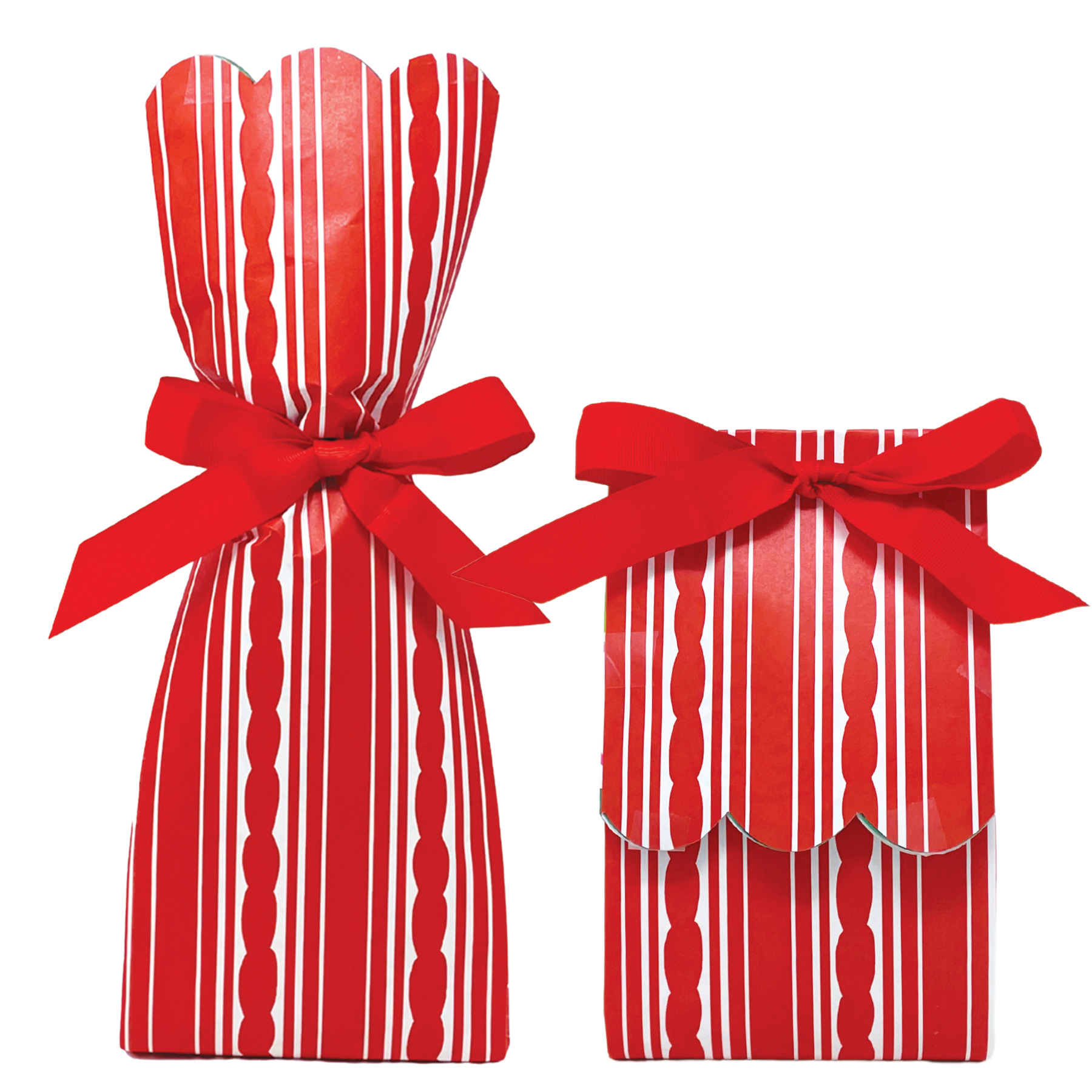 Red Stripe Holiday Wine + Gift Bag Kits | Set of 6