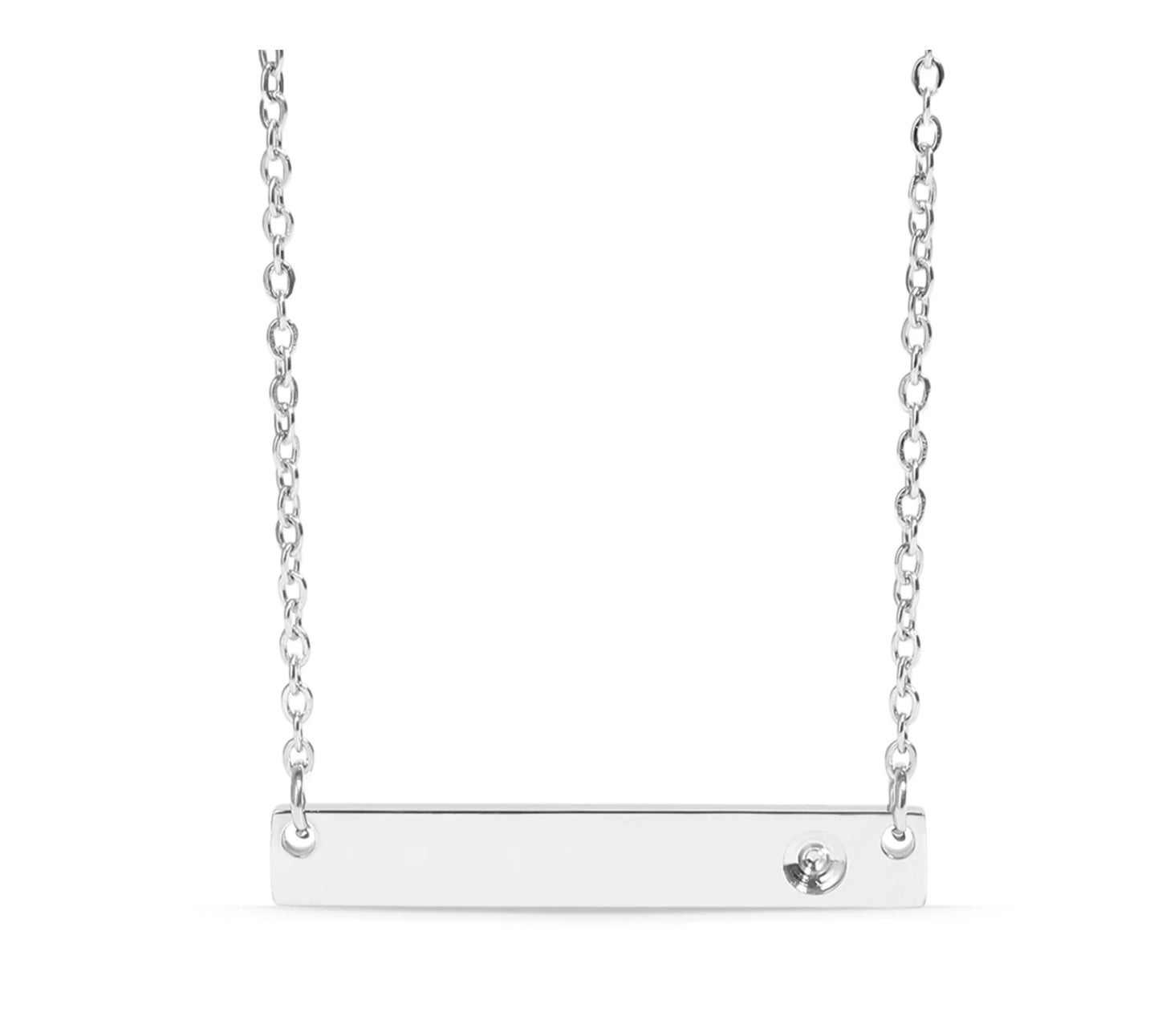 Silver Bar with Pave Necklace Engraving