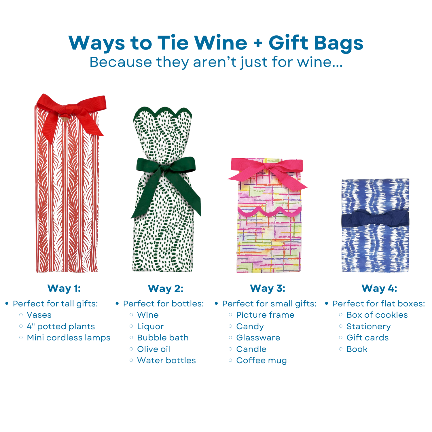 Holiday Plaid Wine + Gift Bag Kits | Set of 6