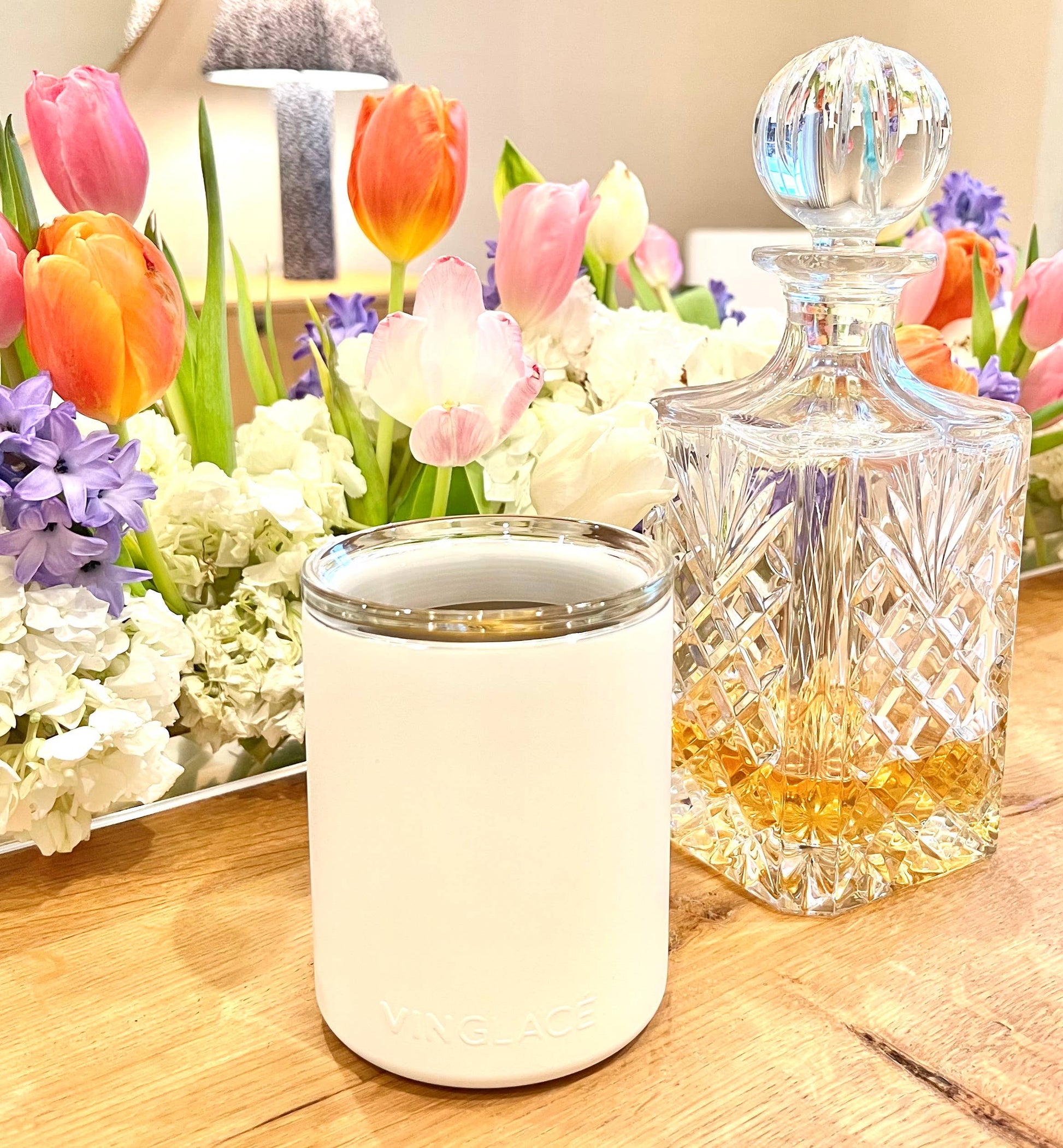 White Glass Lined Whiskey Low Ball