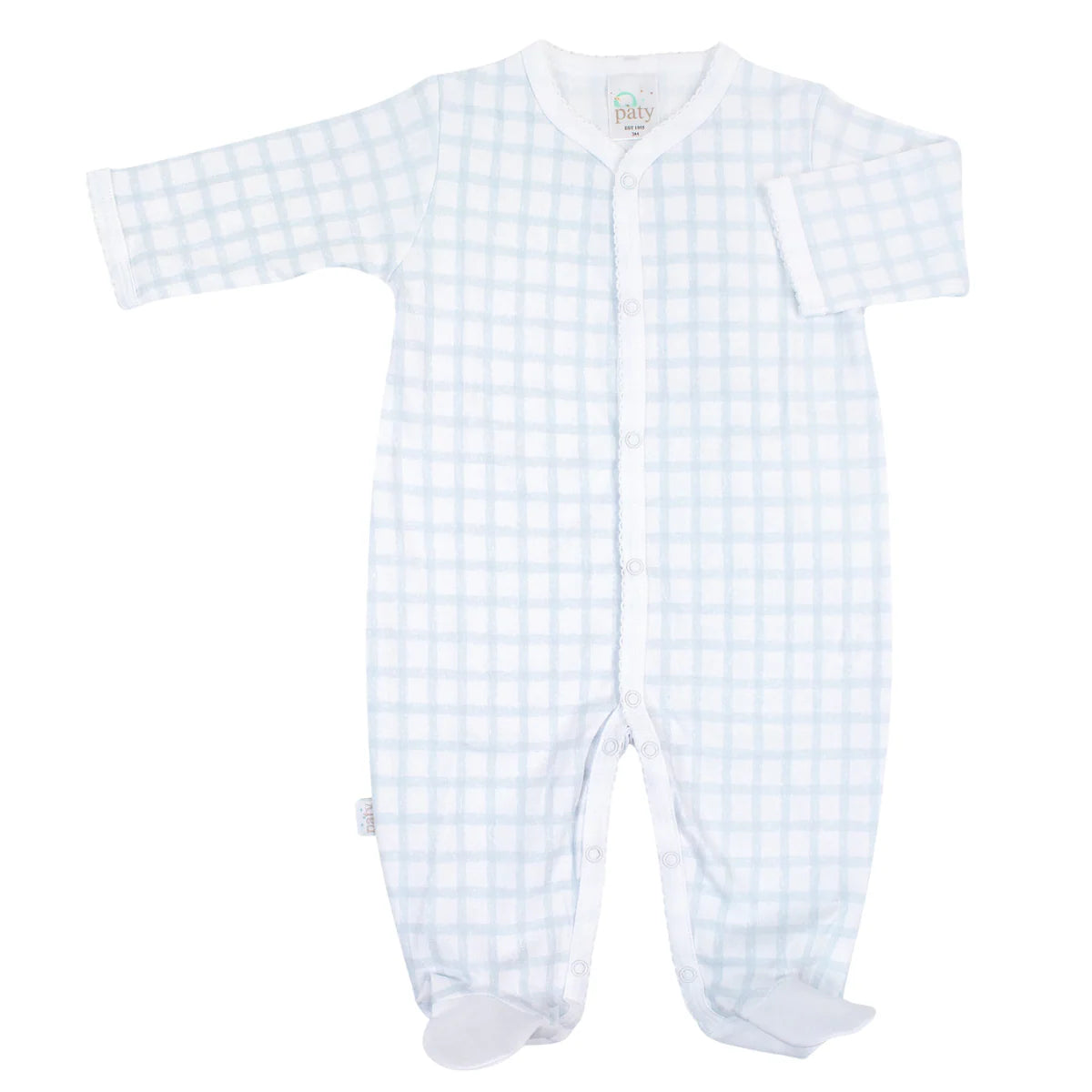 Blue Pima Gingham Footie