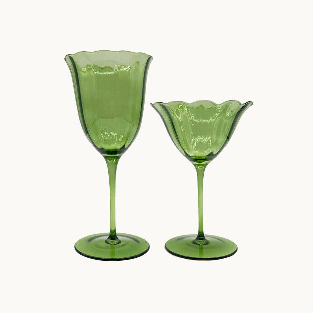 Lily green wine glass