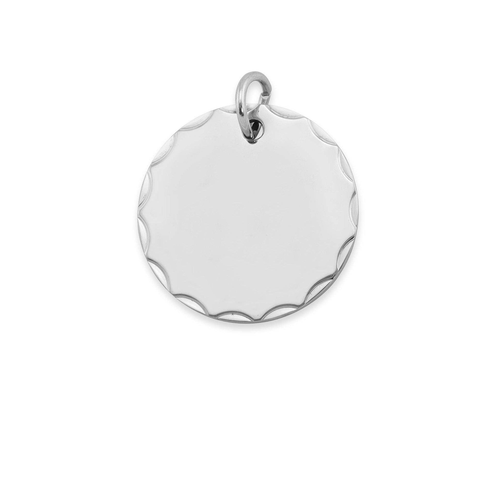 Stainless Steel Grooved Round Pendant