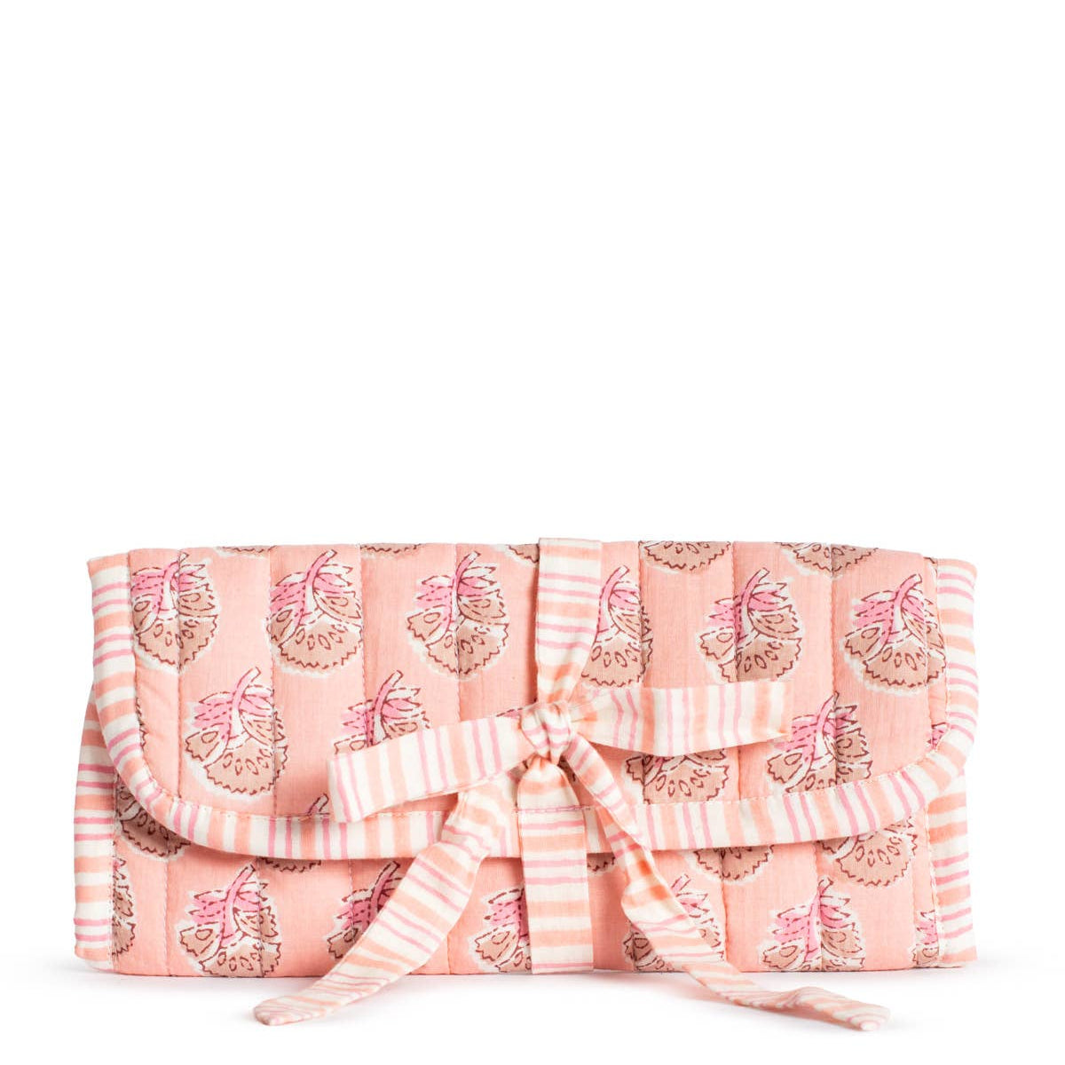Layla Quilted Jewelry Roll   Pink   9x13