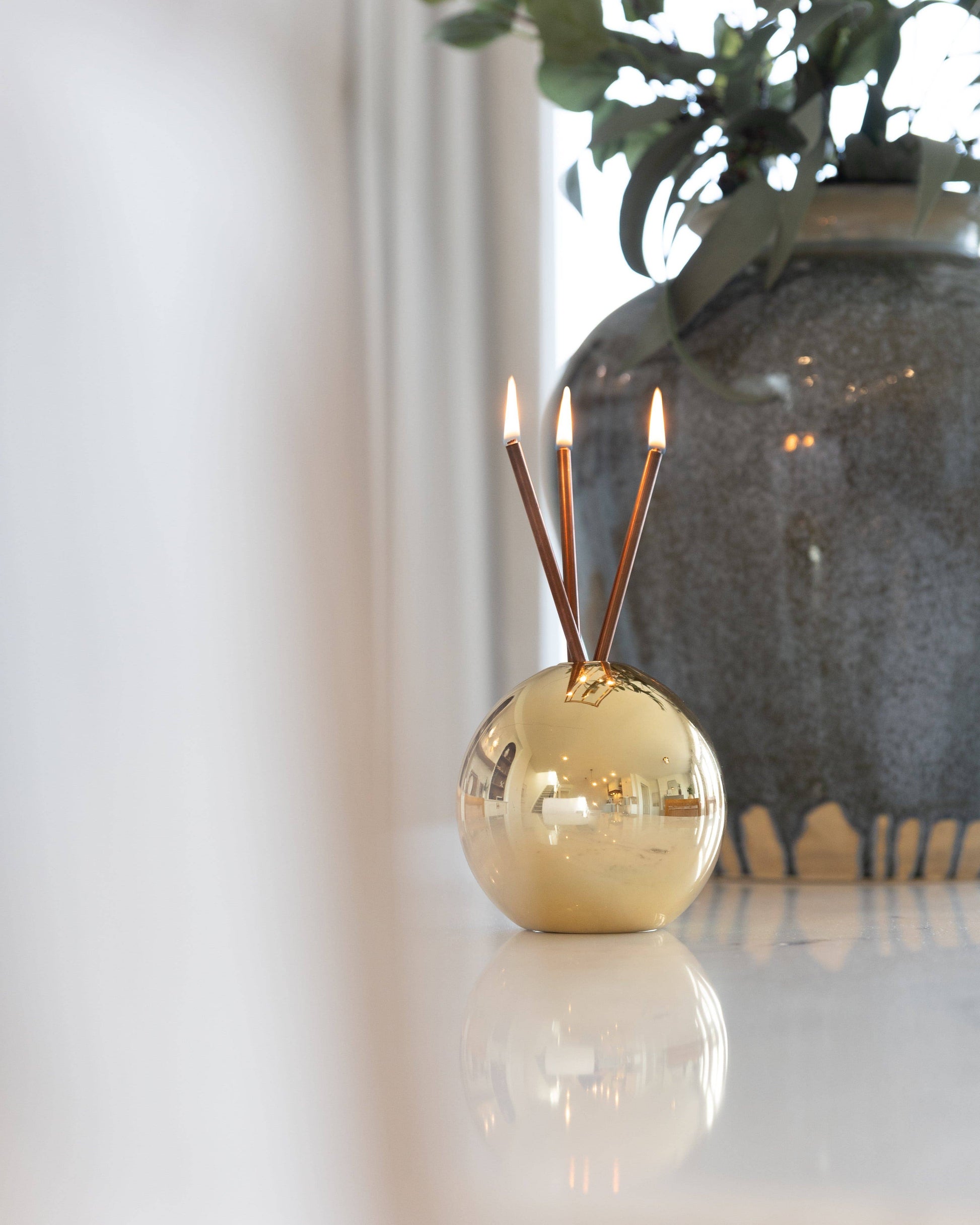 Neva Vase, Gold Metallic Candle Holder