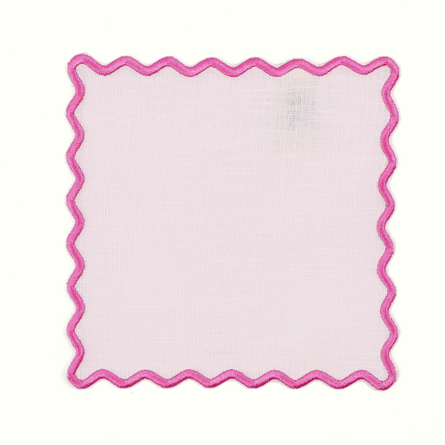Pink Linen Square Cocktail Napkins - Set of 4