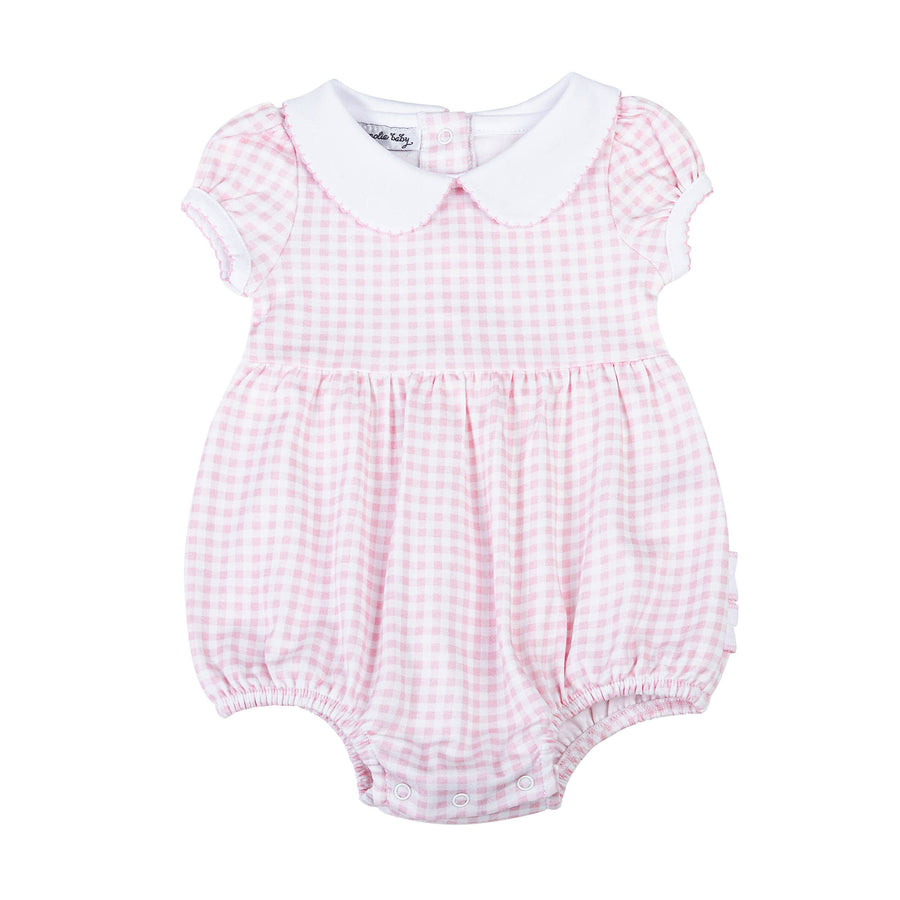 Mini Checks Collared S/S Bubble - Pink