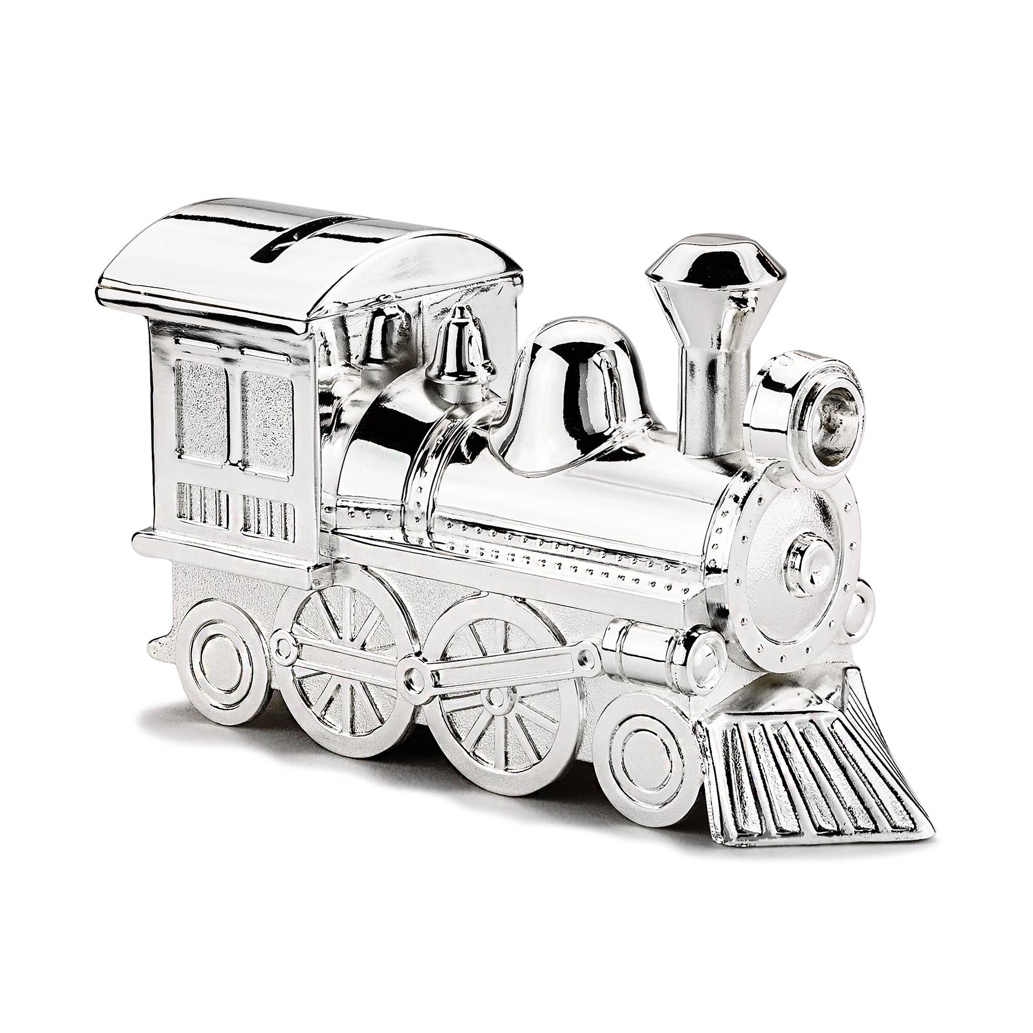 Silver Plated Train Coin Bank Baby Gift Room to Engrave