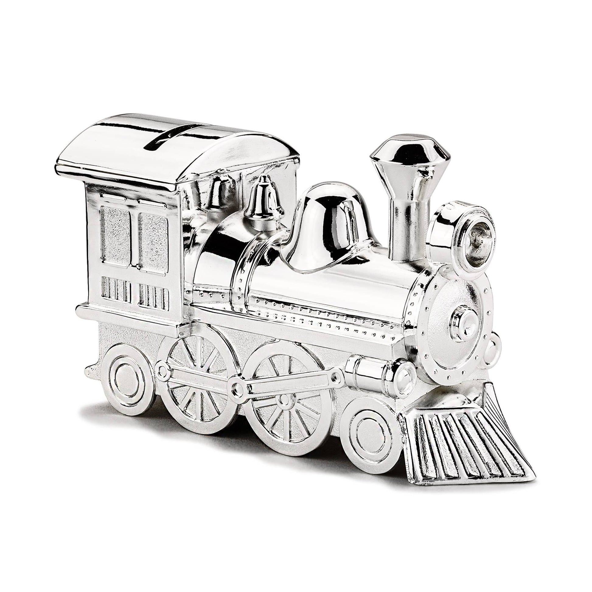 Silver Plated Train Coin Bank Baby Gift Room to Engrave