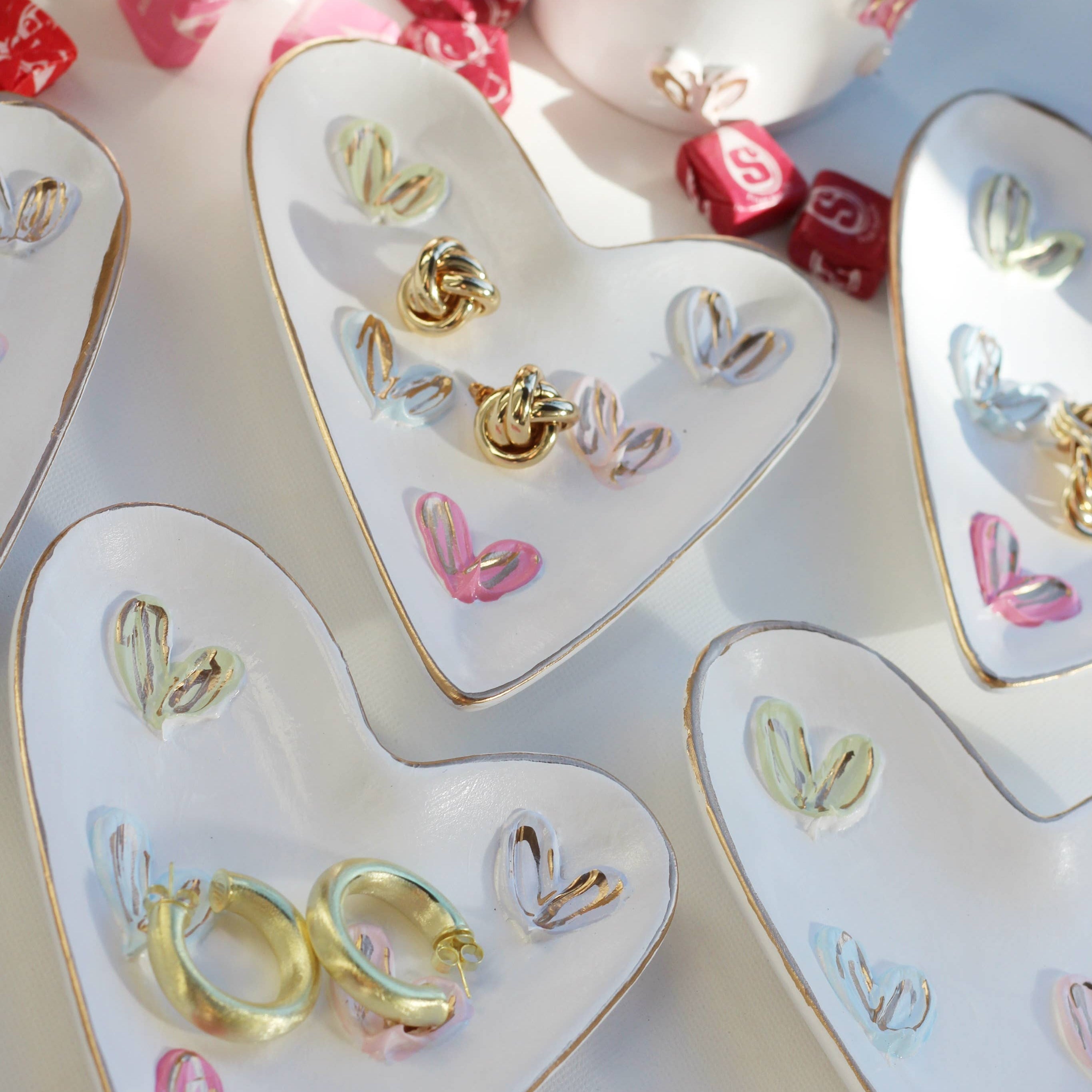 Candy Heart Hand Painted Jewelry Dish