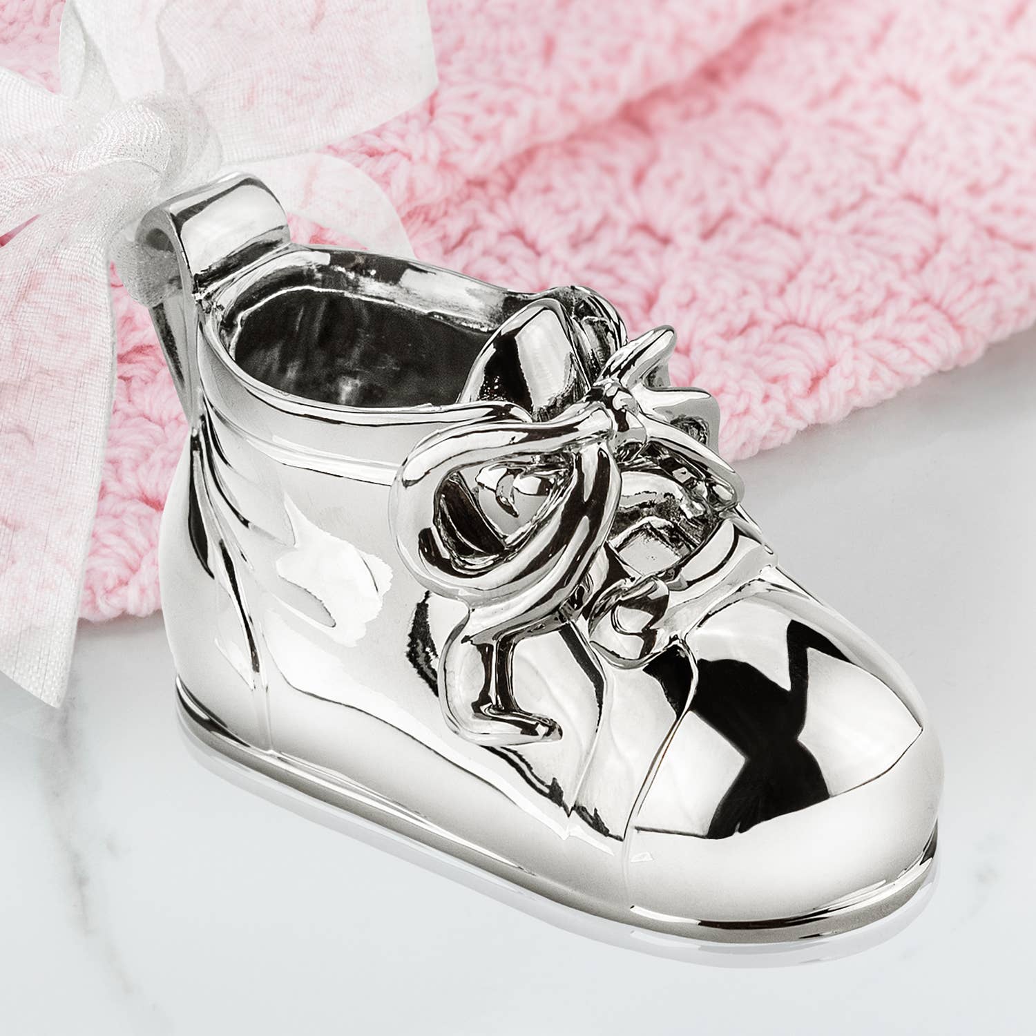 Baby Boy or Girl Silver Plate Booty Shoe Room to Engrave
