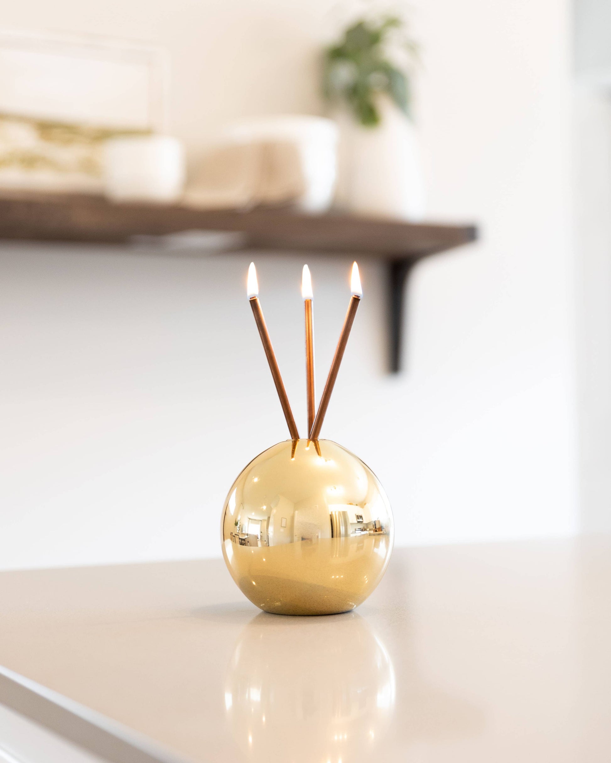Neva Vase, Gold Metallic Candle Holder