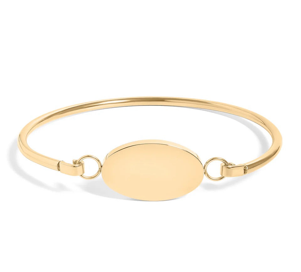Gold Oval Bracelet Engraving