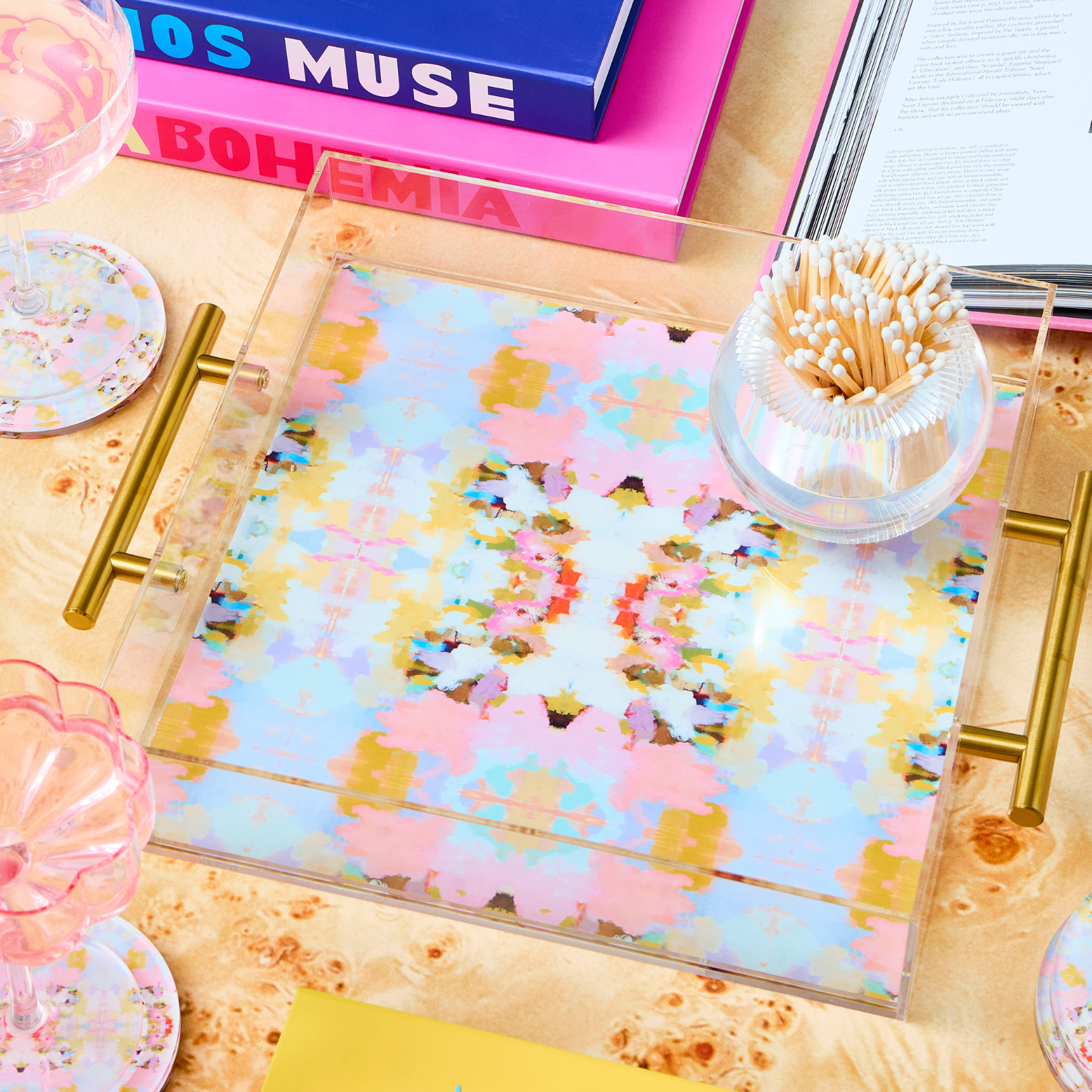 Brooks Avenue Pink (Laura Park Designs) Acrylic Large Tray