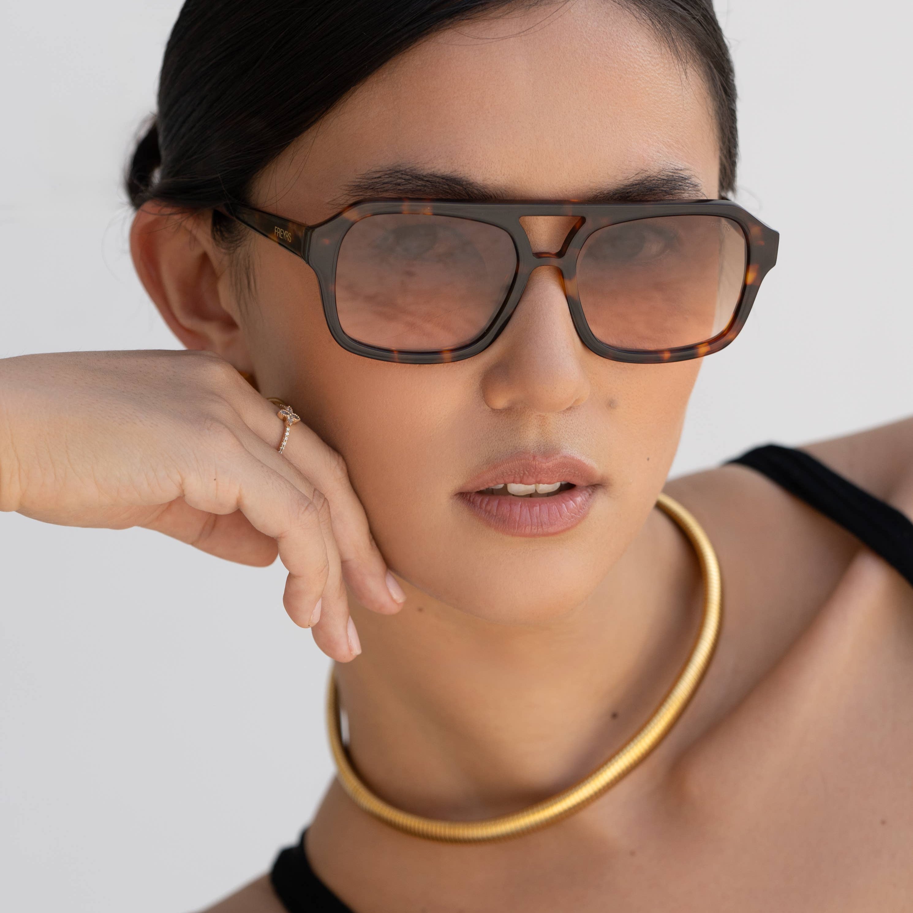 Havana Acetate Aviator Sunglasses