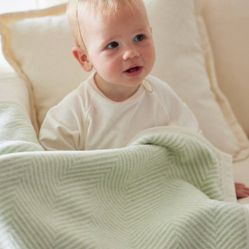 Harborview Herringbone Sprout Green Mini Blanket