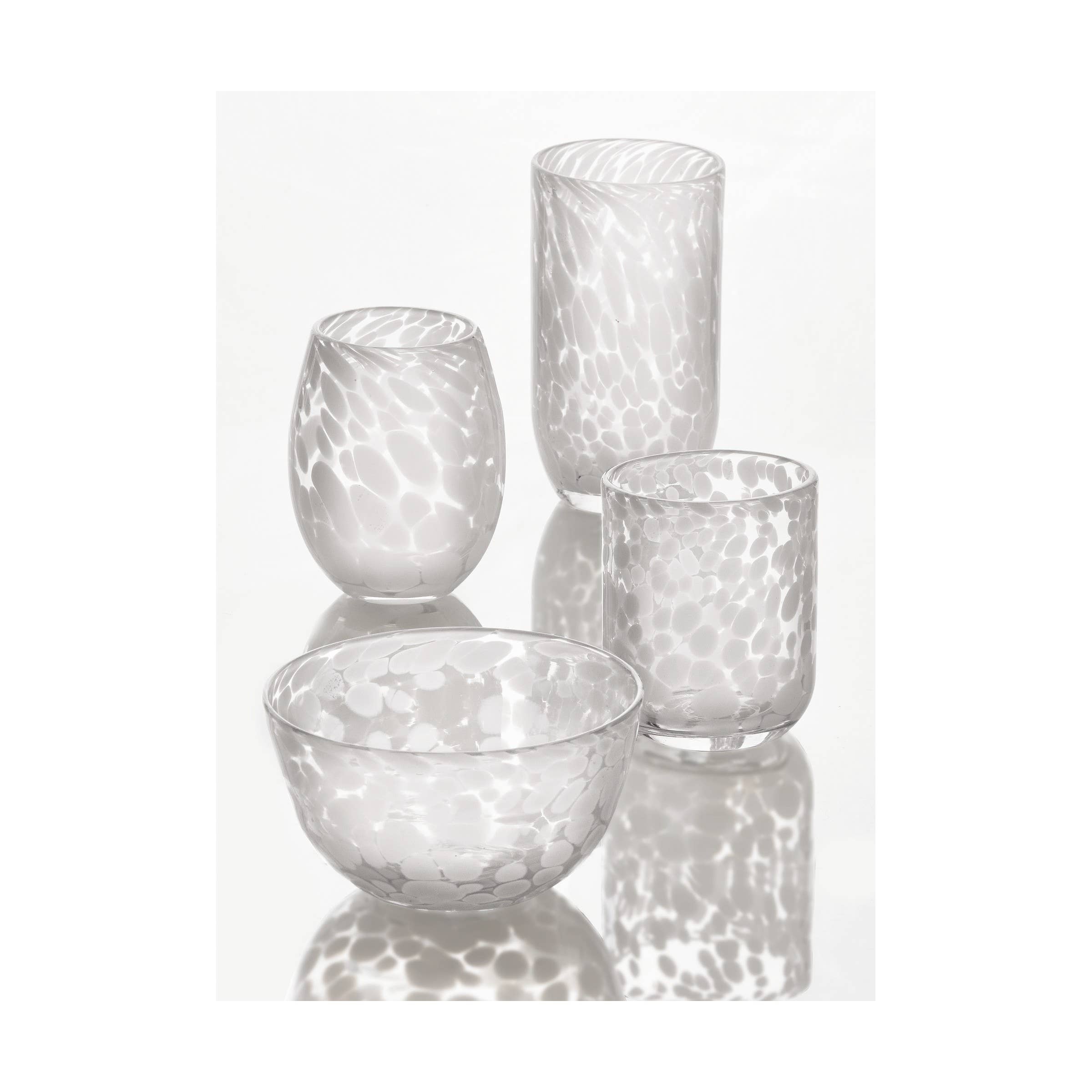 Confetti Stemless Wine Glass - White